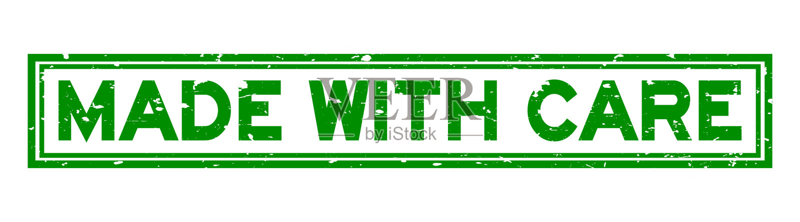 垃圾绿色与护理字方形橡胶印章印章在白色背景插画图片素材