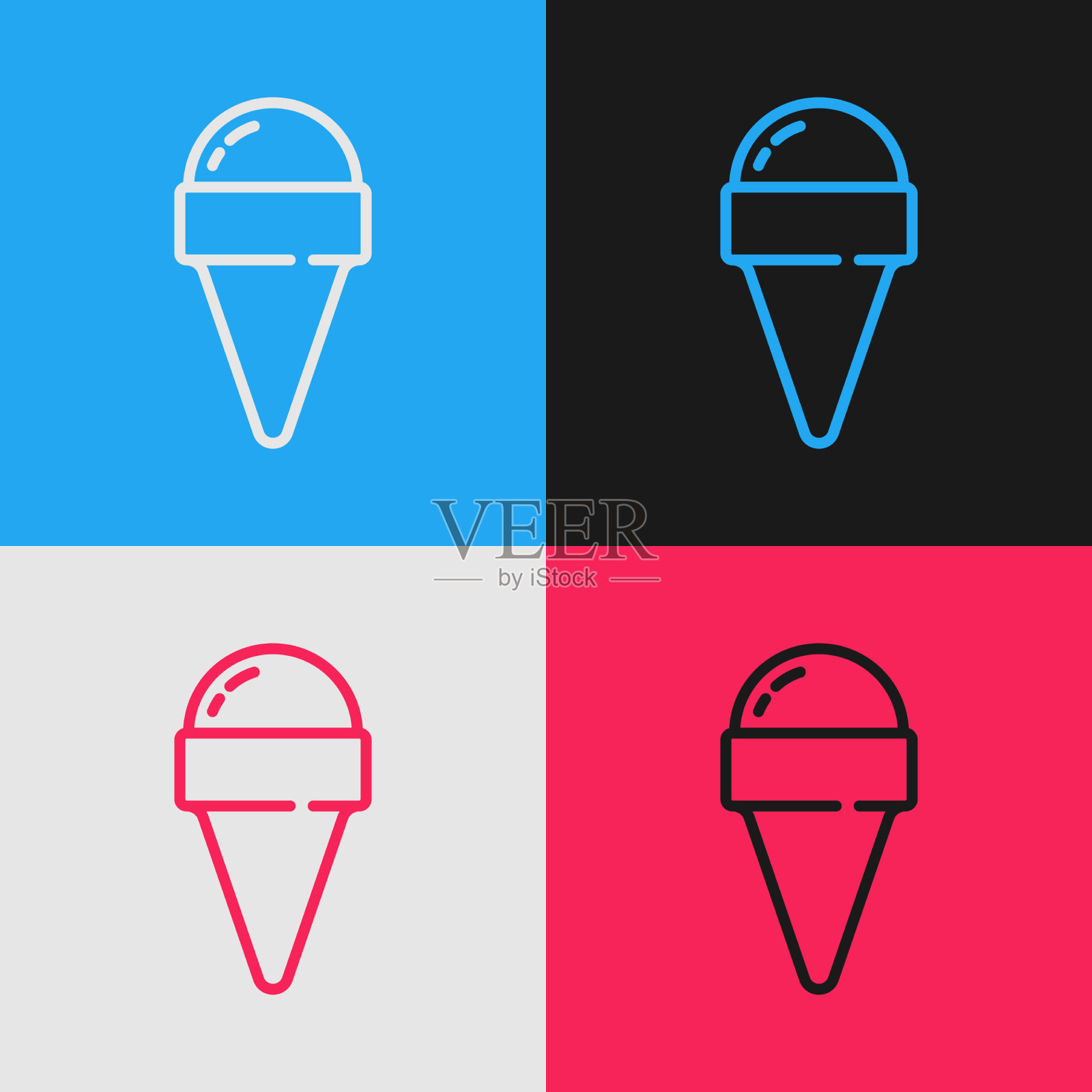 波普艺术系列冰淇淋在华夫蛋筒图标图标素材