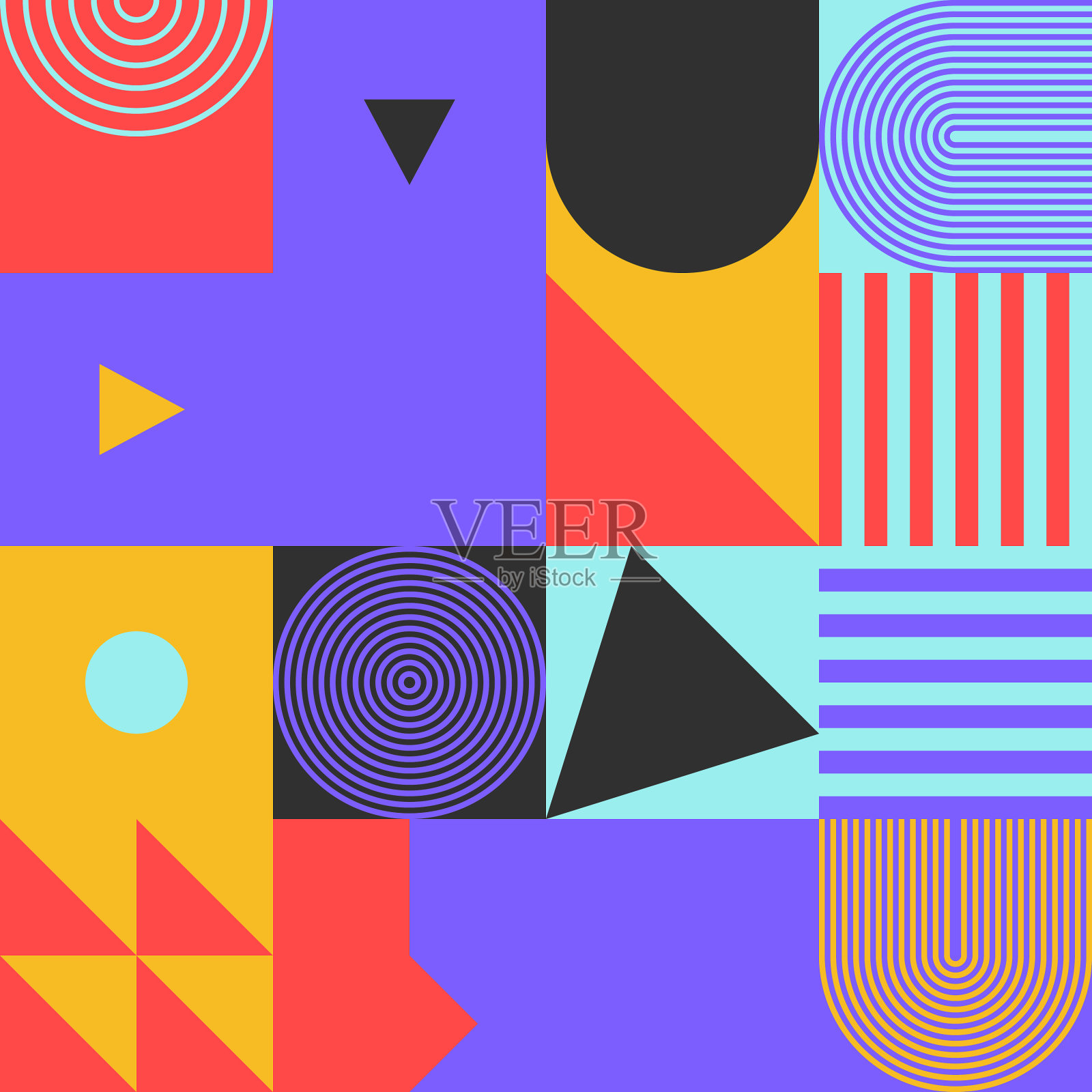 五彩缤纷的几何图案插画图片素材