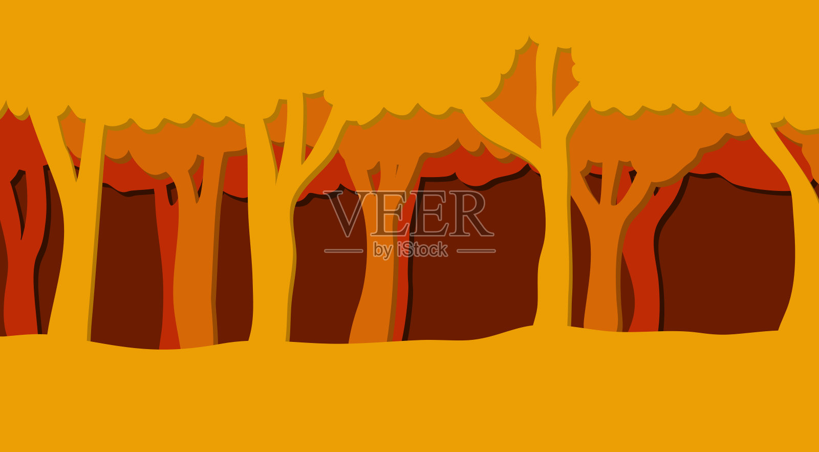 秋天的森林插画图片素材