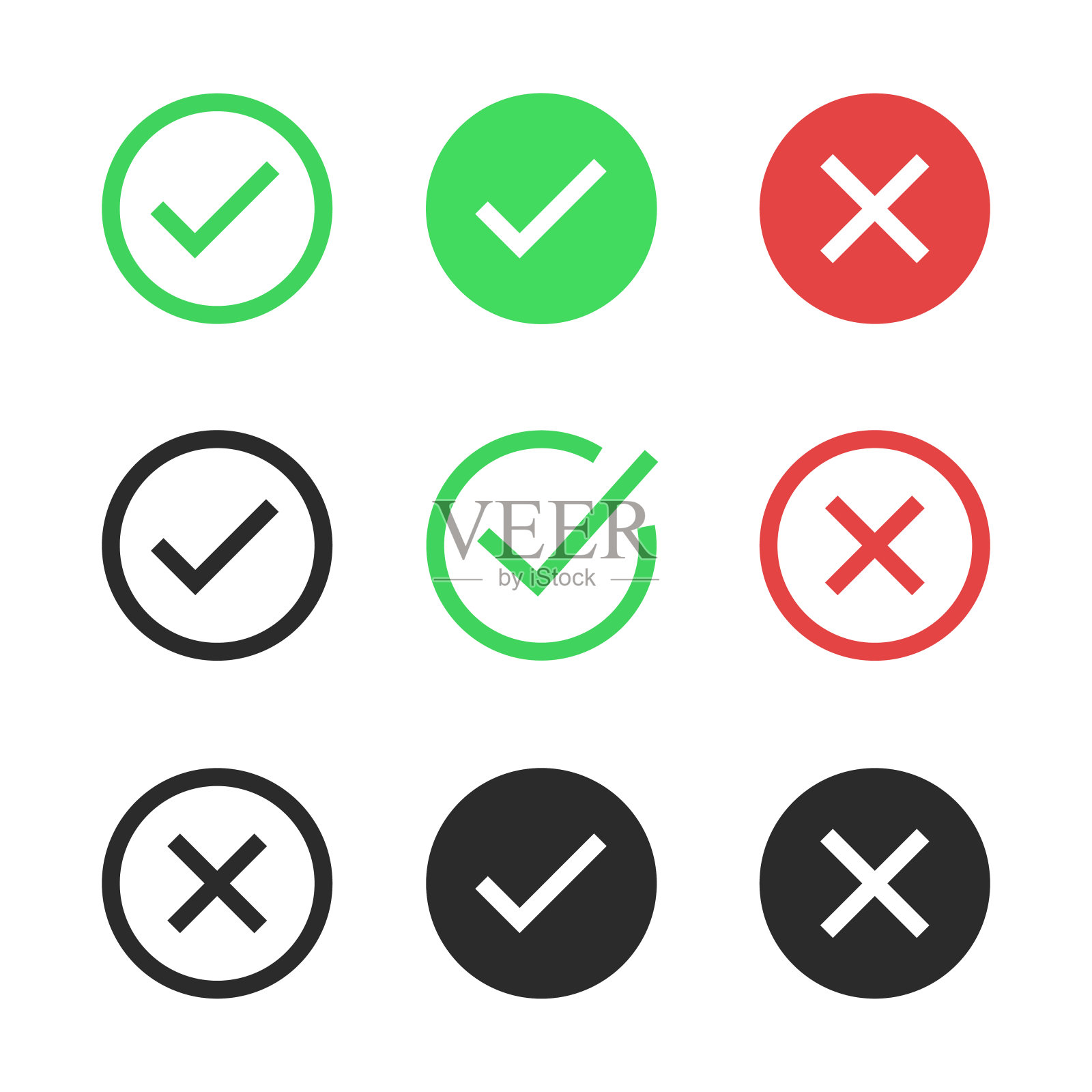 检查标记图标设置向量。复选标记隔离在白色背景上。可编辑的中风。矢量图图标素材