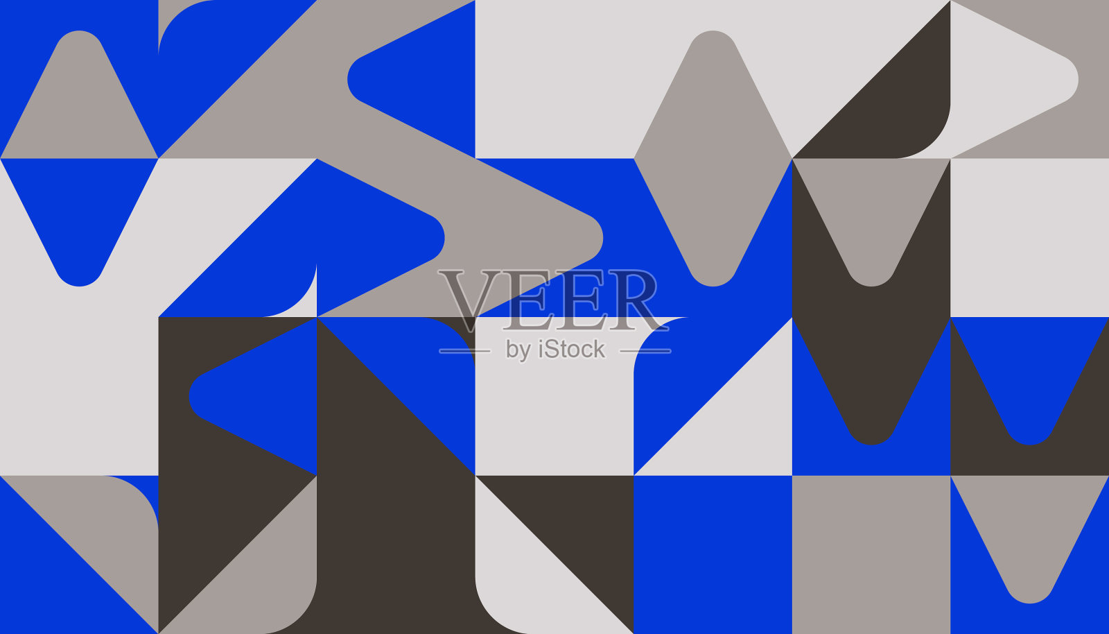 最小的几何图案设计在蓝色调色板插画图片素材