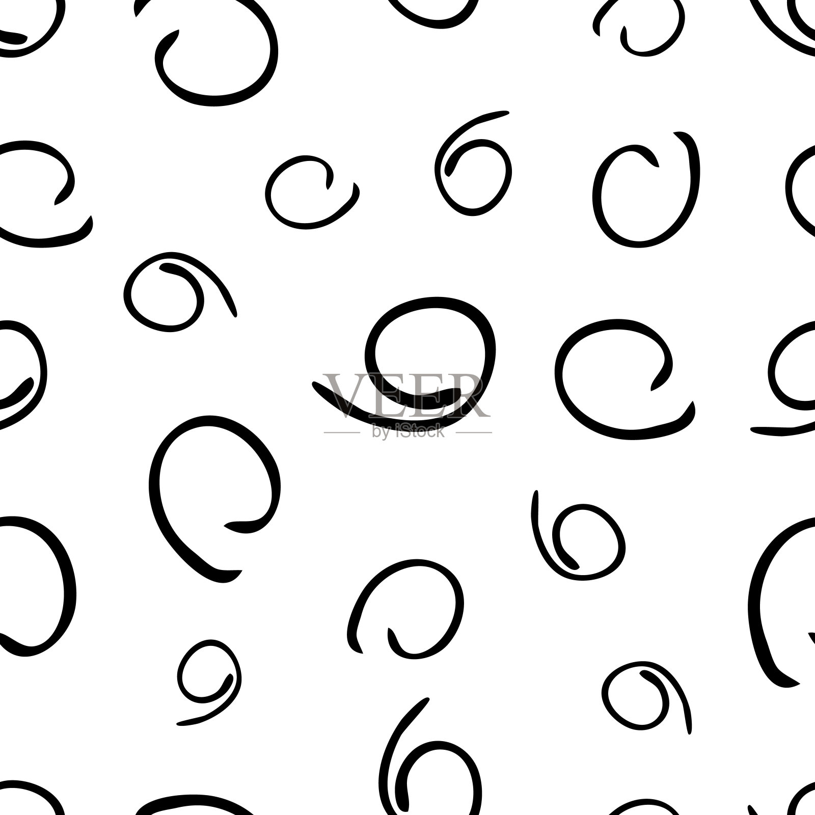 无缝图案与素描圆潦草插画图片素材