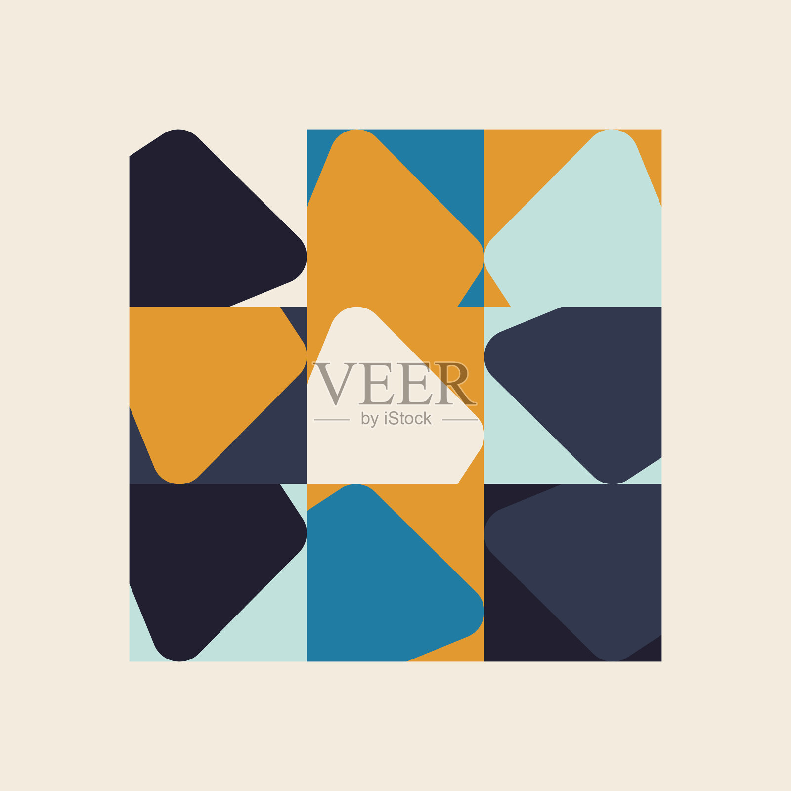 抽象图案拼贴与数字图形插画图片素材