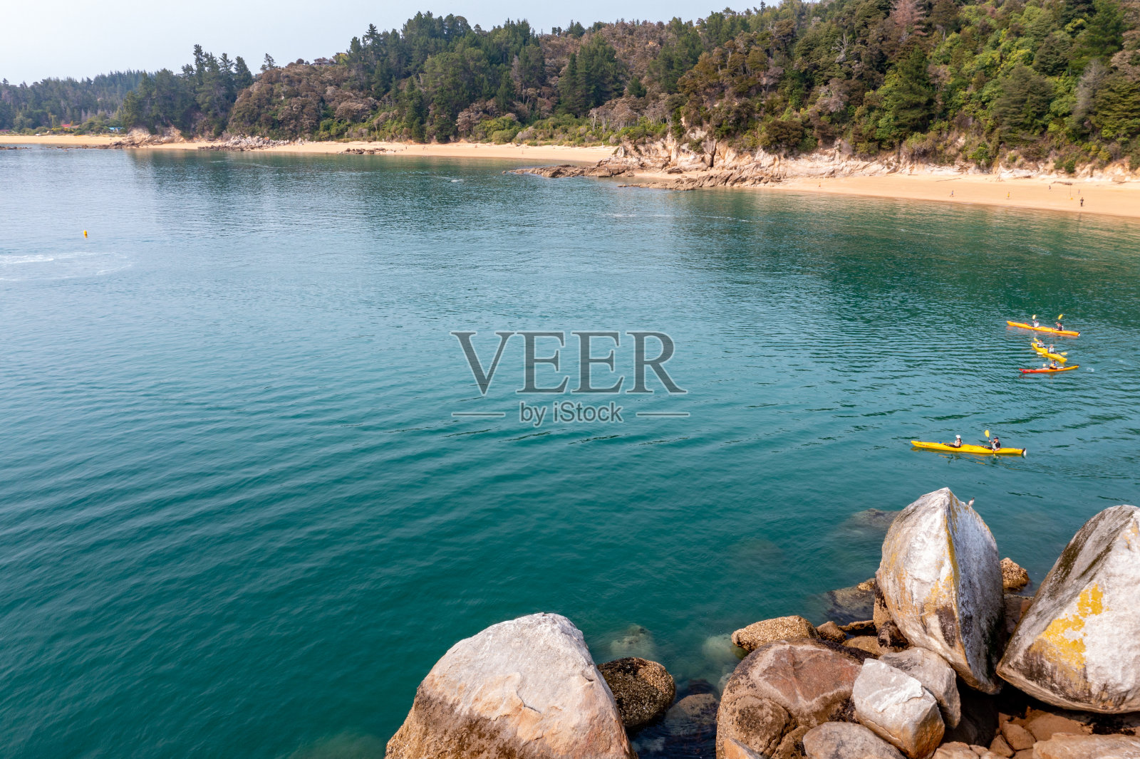 新西兰凯特尔里亚伯塔斯曼国家公园里的分裂苹果石照片摄影图片