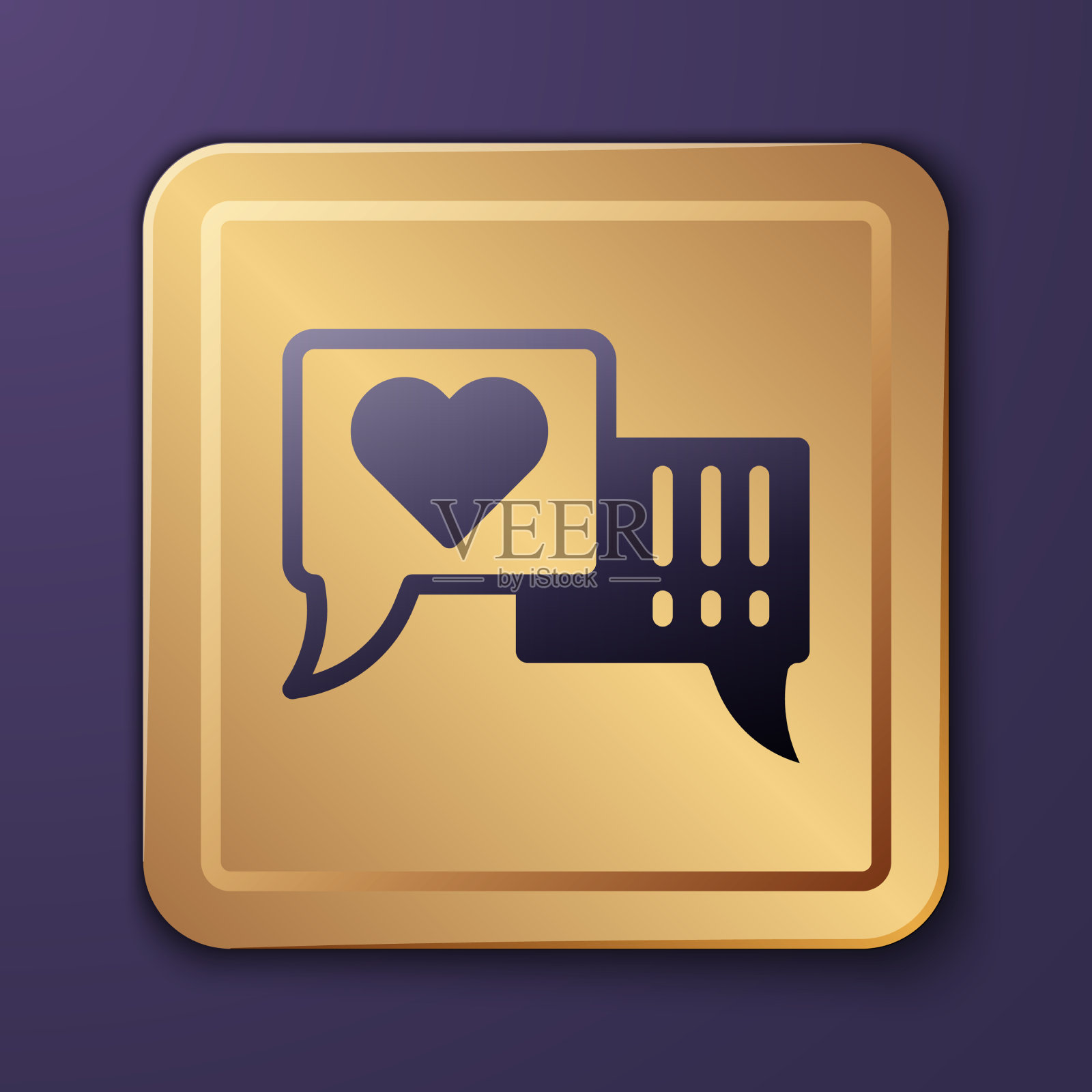 紫心在语音气泡图标孤立上图标素材