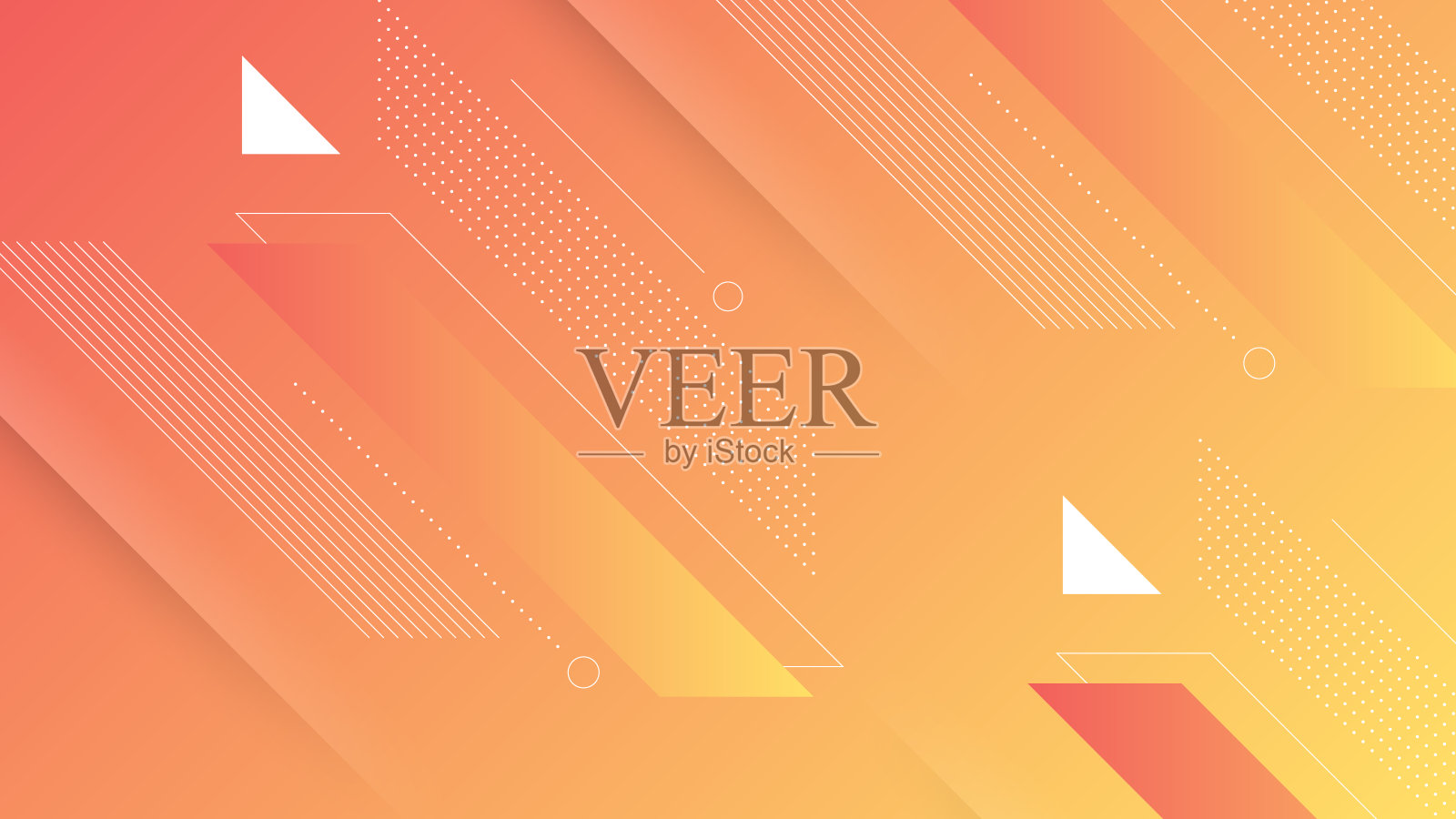 抽象现代背景与软橙色桃色梯度和波普艺术元素。插画图片素材