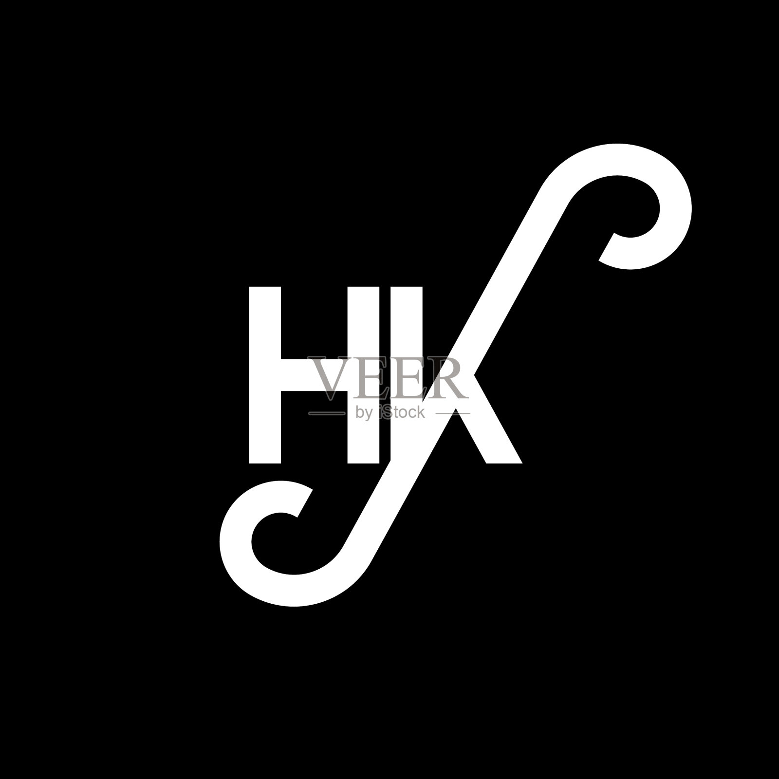 香港字母标志设计以黑色为背景插画图片素材