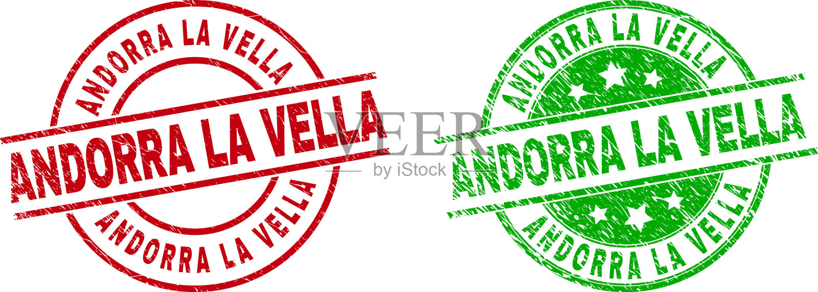 安道尔la vella圆形邮票印章与污浊插画图片素材