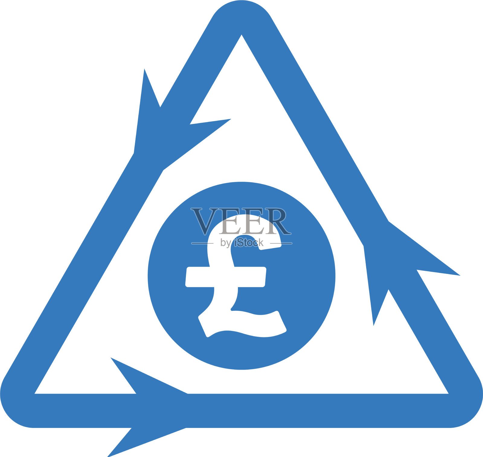 垃圾英镑回收图标蓝色插画图片素材