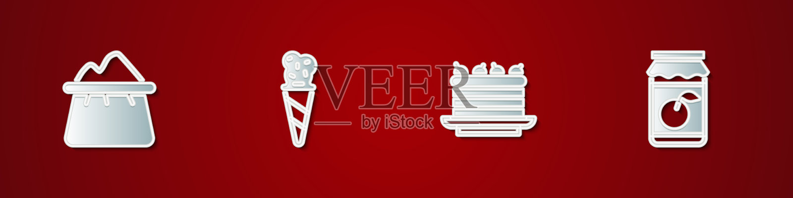 将袋装面粉冰淇淋放入蛋筒蛋糕中图标素材