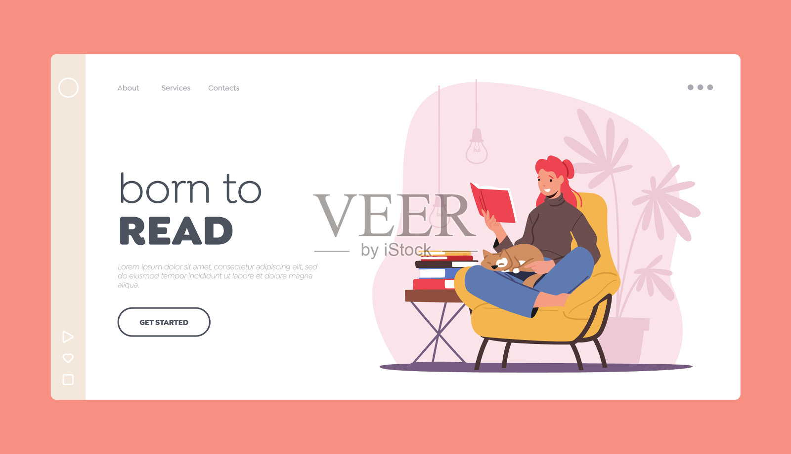 教育阅读hobland页面模板插画图片素材