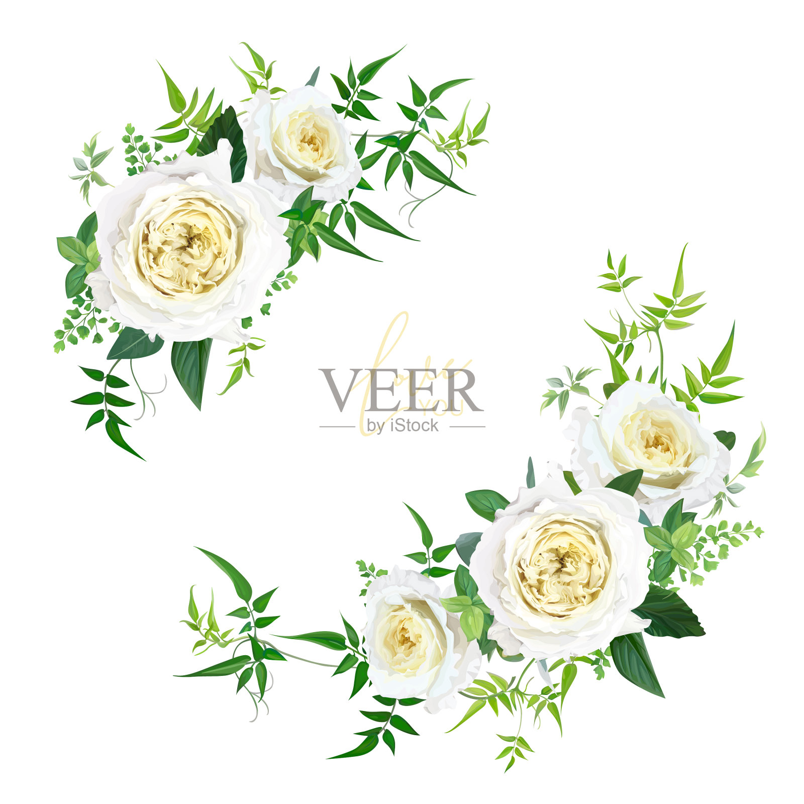 淡黄和绿叶花束可编辑设计元素图片