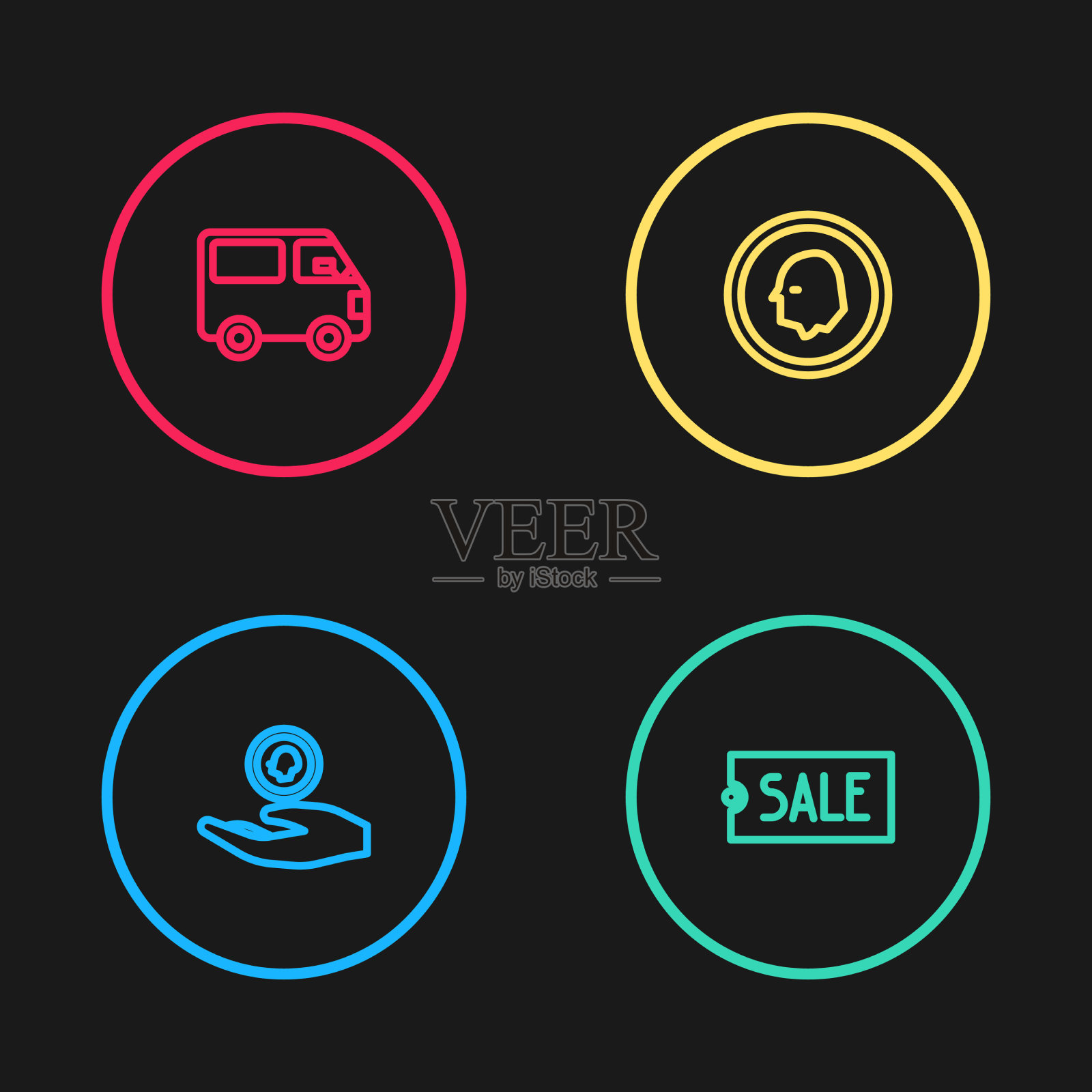 定线手拿硬币的价格标签用图标素材