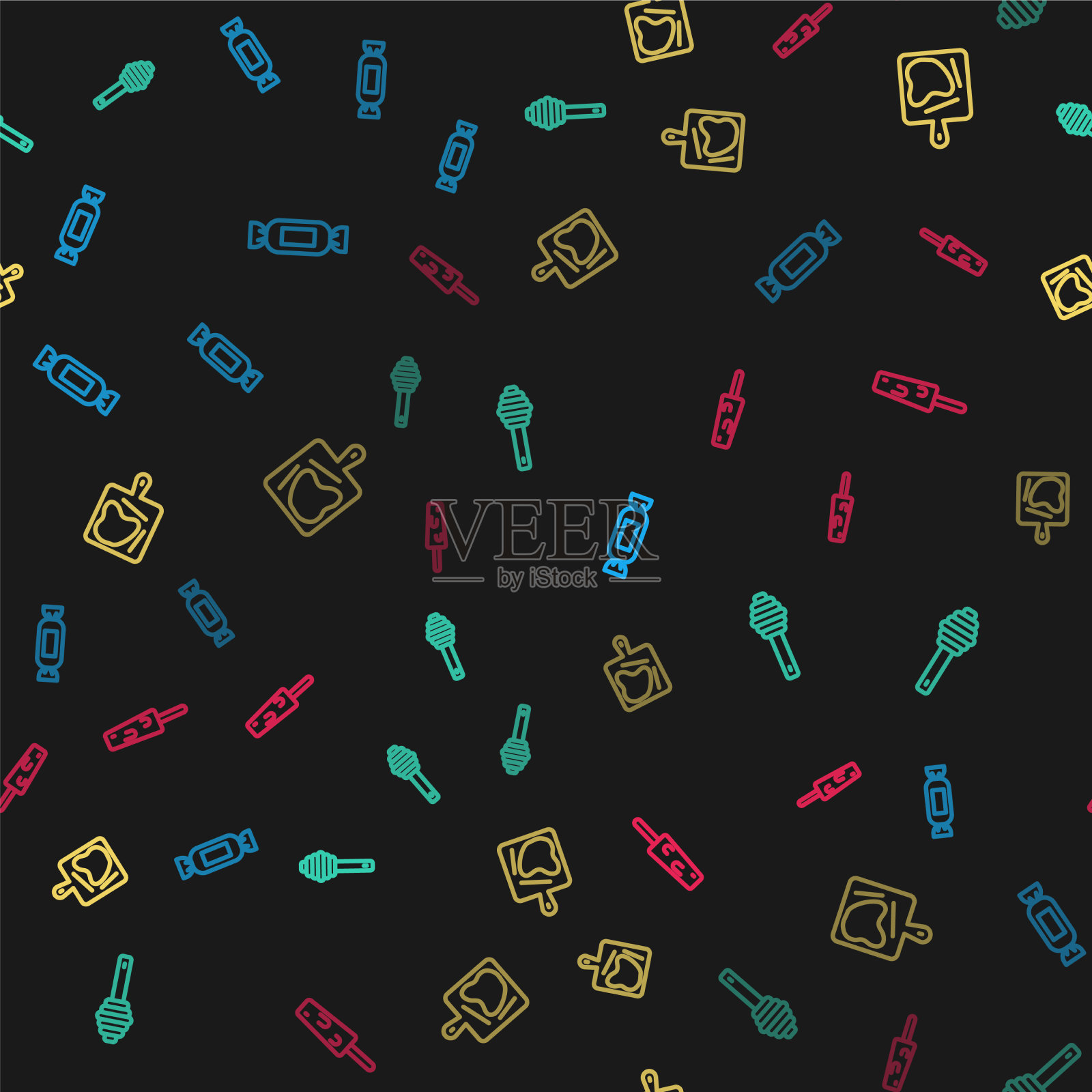 设线糖蜜勺棍切菜板图标素材