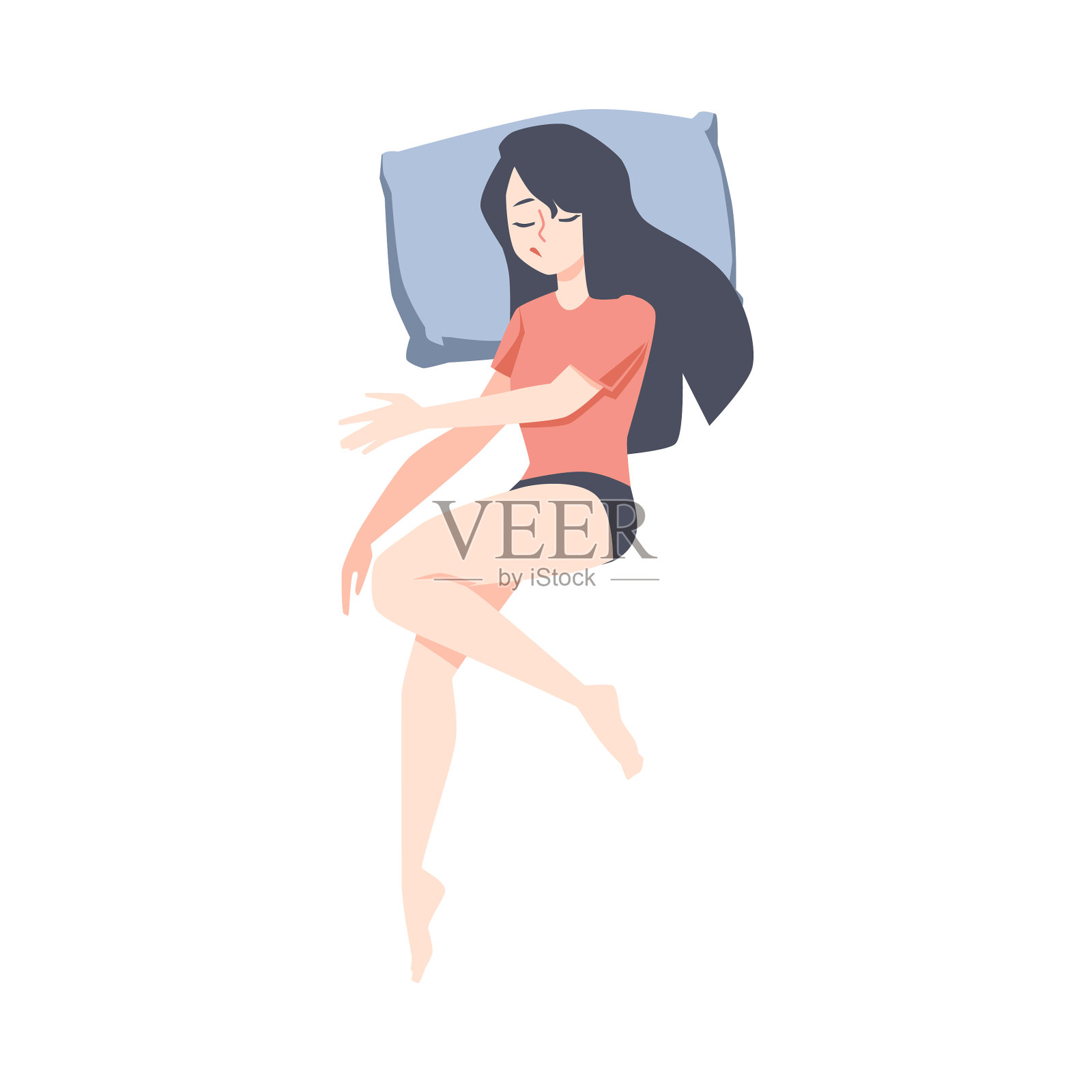 侧卧,枕头平放的女人设计元素图片