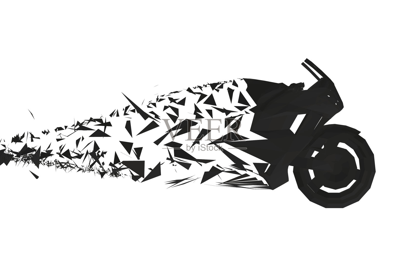 多边形高速摩托车破碎成设计元素图片