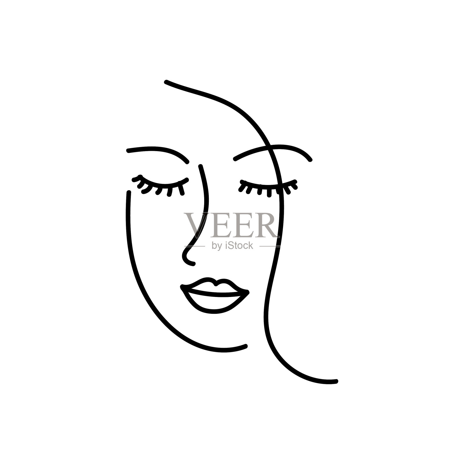 现代抽象脸部画像线描水墨设计元素图片