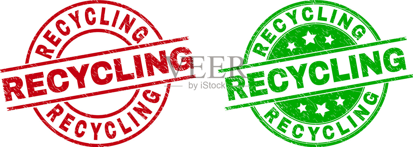 回收锈蚀的圆形邮票插画图片素材