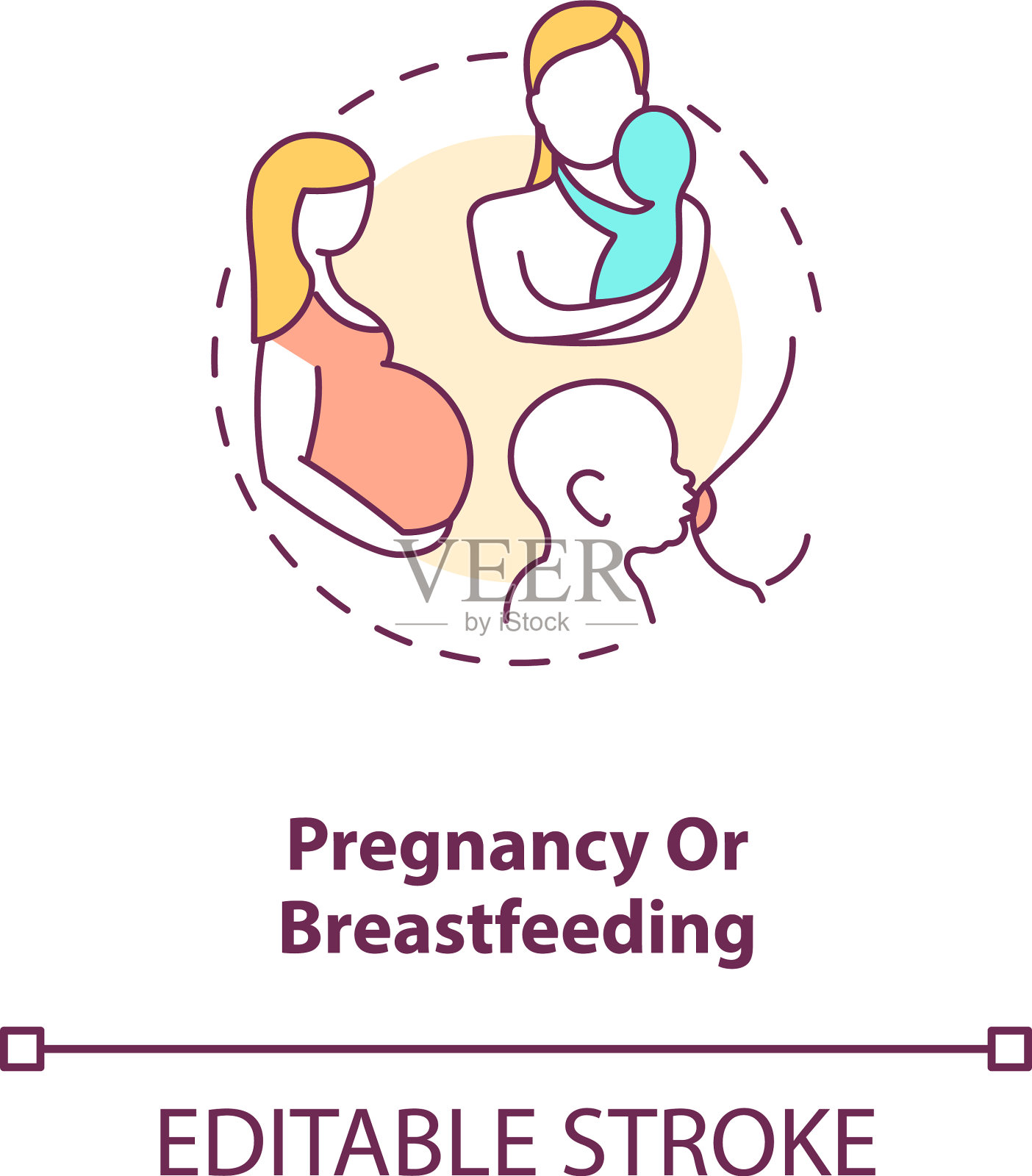 怀孕或母乳喂养概念图标插画图片素材