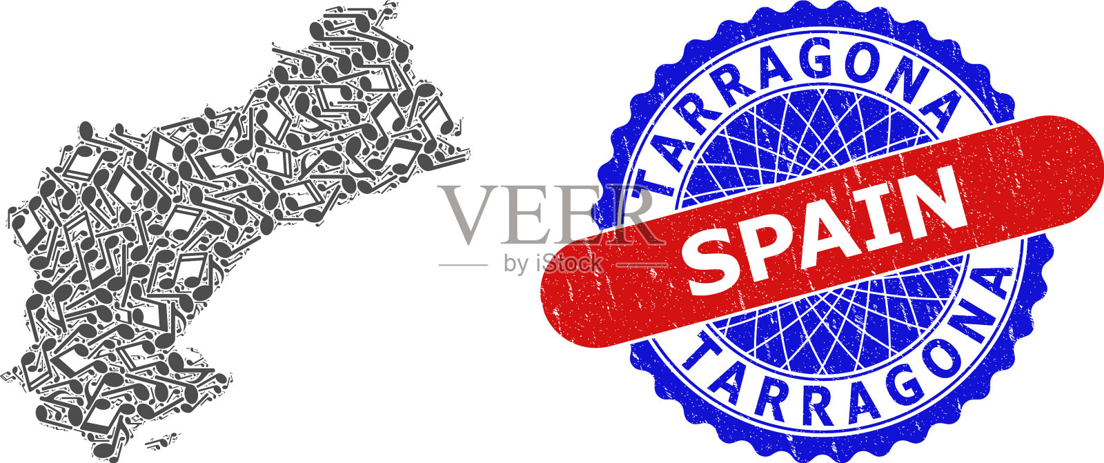 塔拉戈纳省的音乐拼贴图插画图片素材