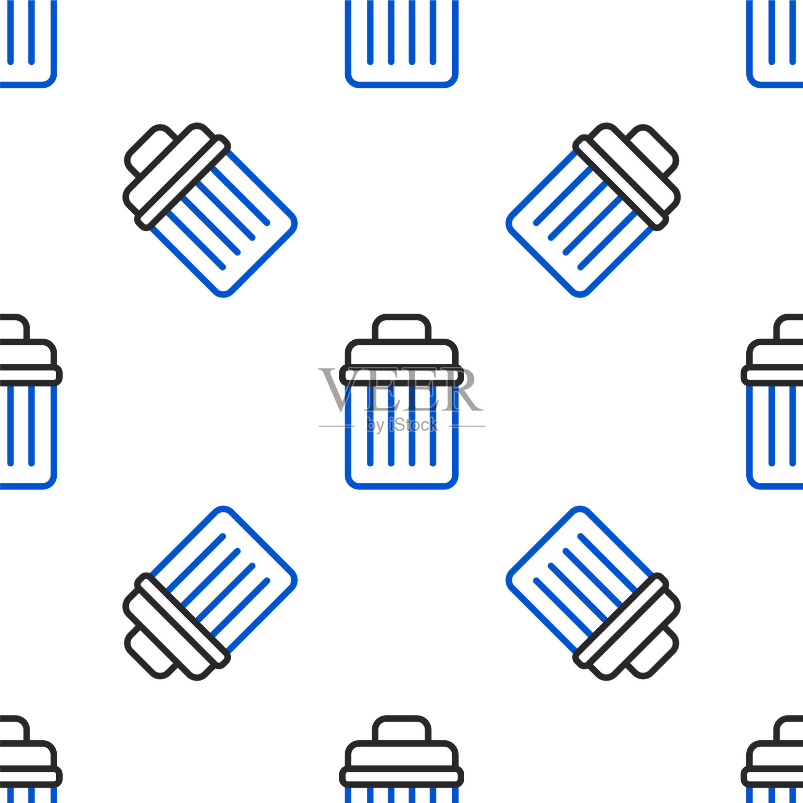 行垃圾桶图标隔离无缝图案上插画图片素材