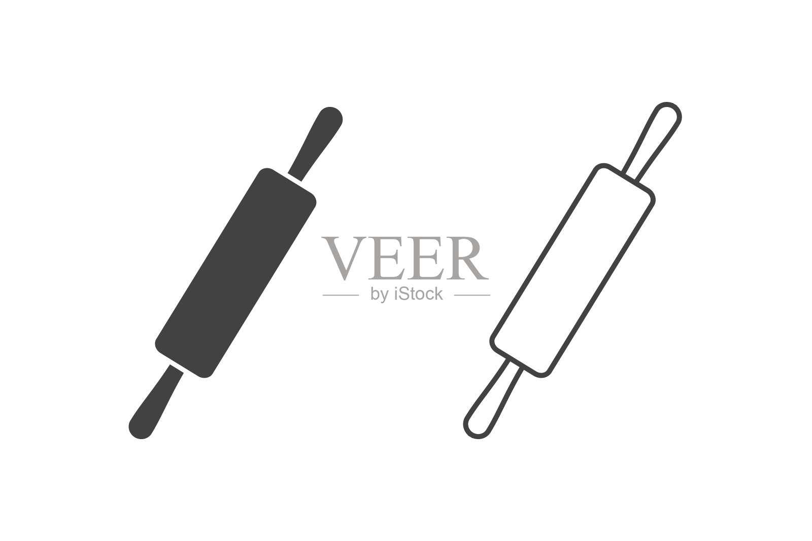 滚动销图标设置在平坦的风格。向量插画图片素材