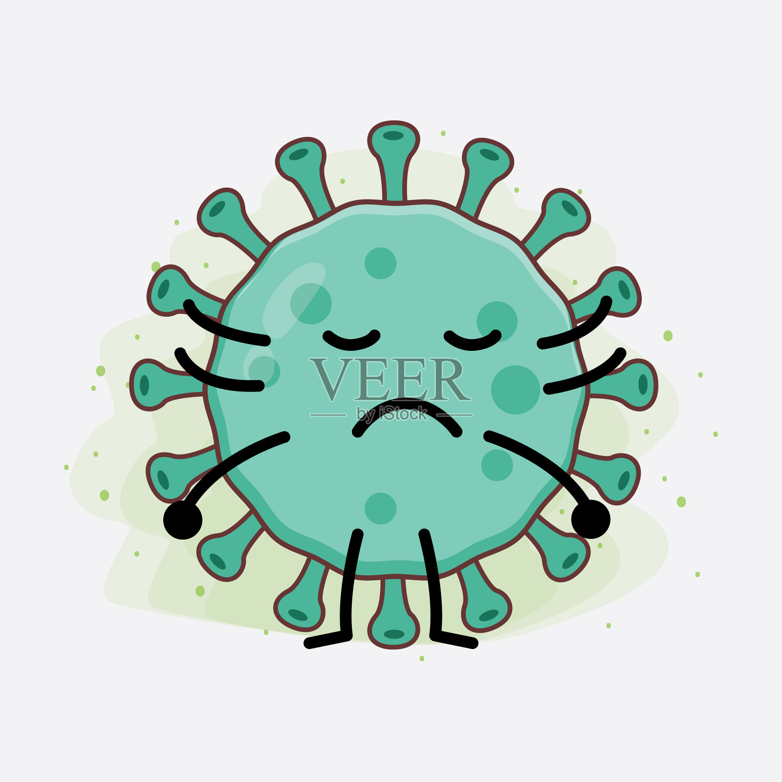 病毒可爱的角色与简单的脸和手插画图片素材