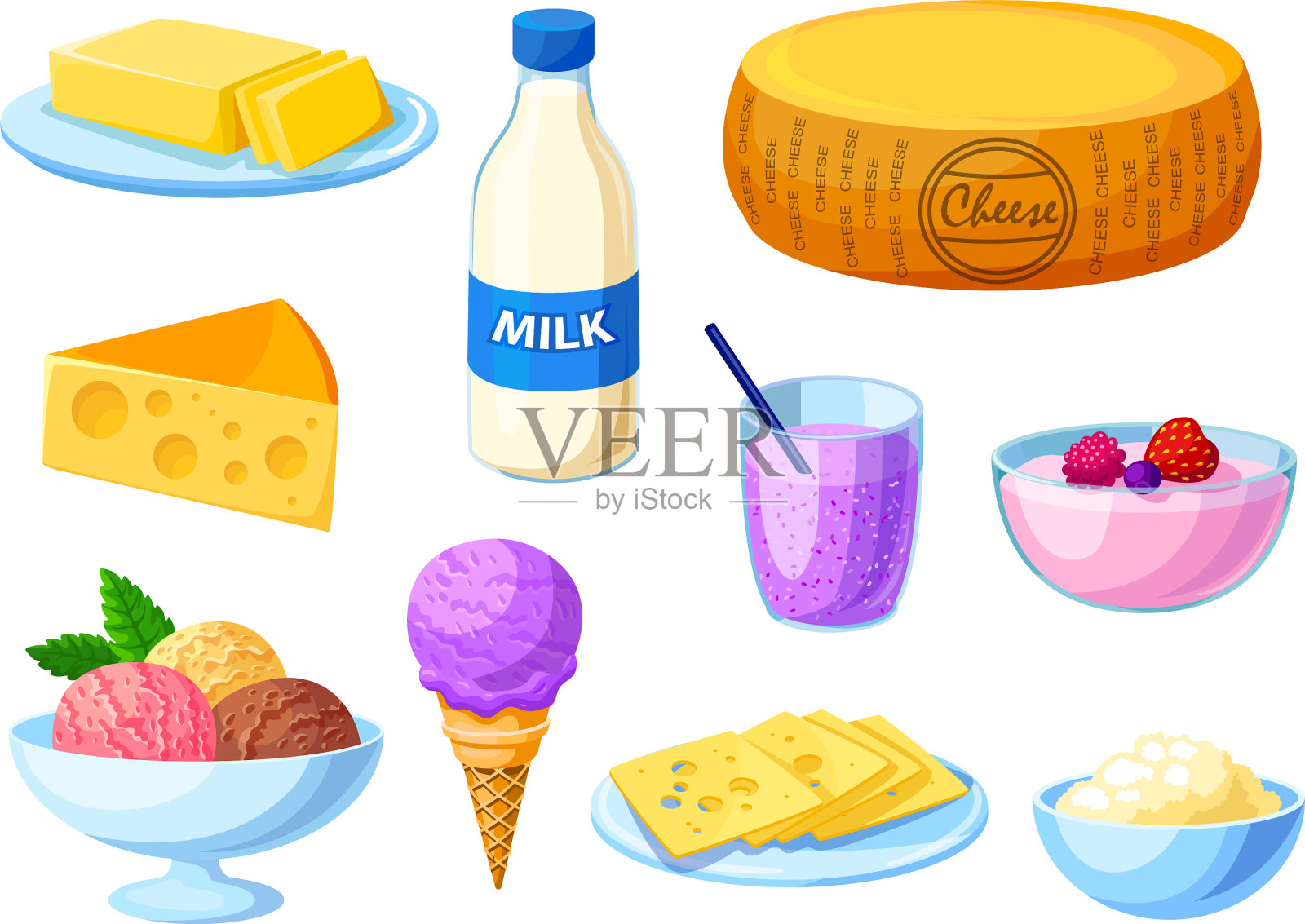 乳制品集天然营养有机乳制品于一体图标素材