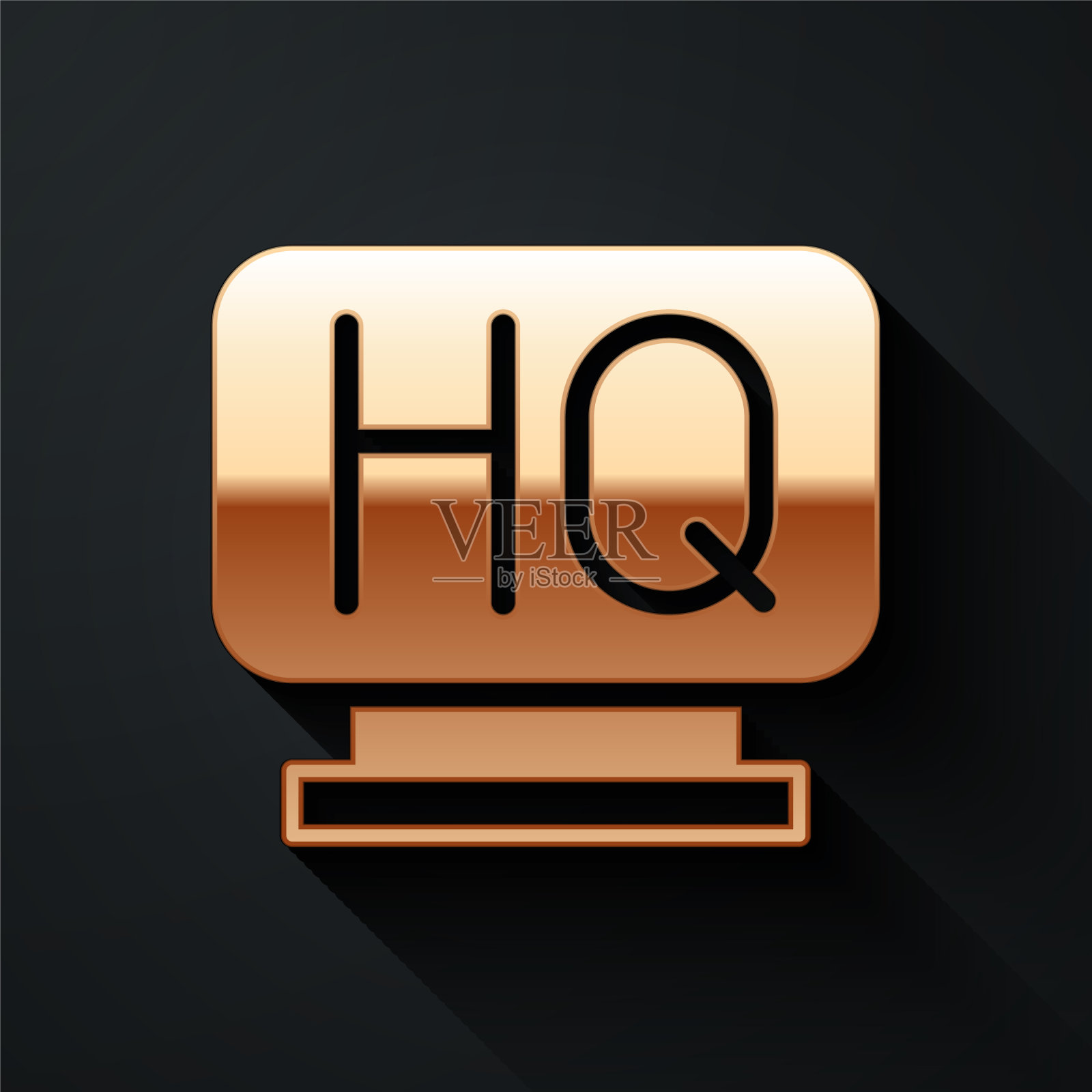 金色的军事总部图标孤立在黑色上图标素材