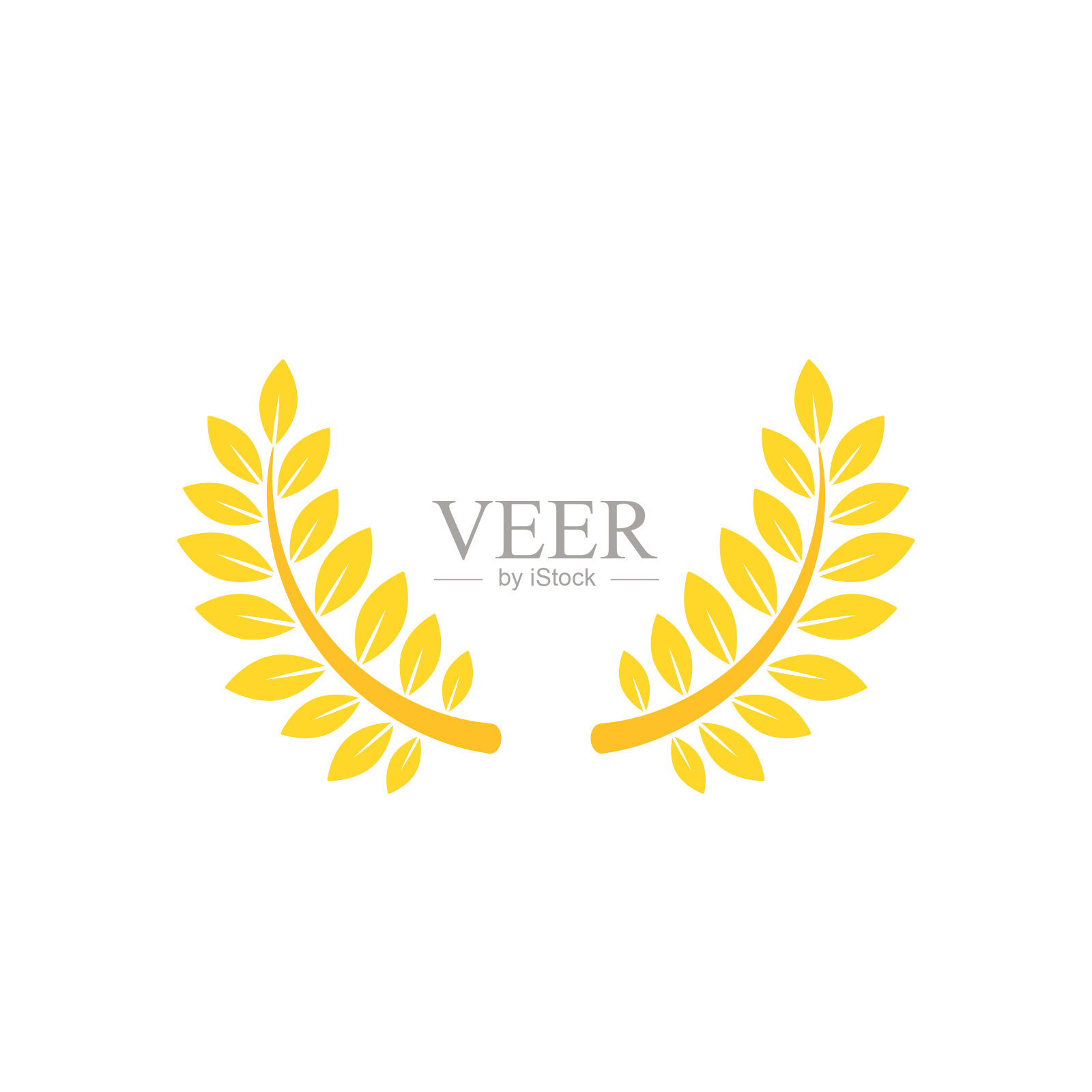 金月桂花环图标。矢量平面插图孤立在白色上。插画图片素材