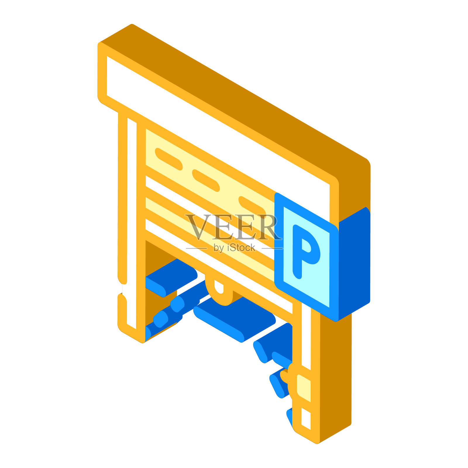 自动停车门等角图标矢量插图插画图片素材