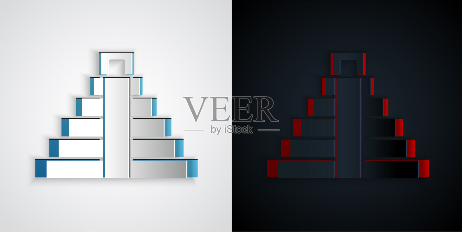 剪纸奇琴伊察在玛雅图标孤立上图标素材