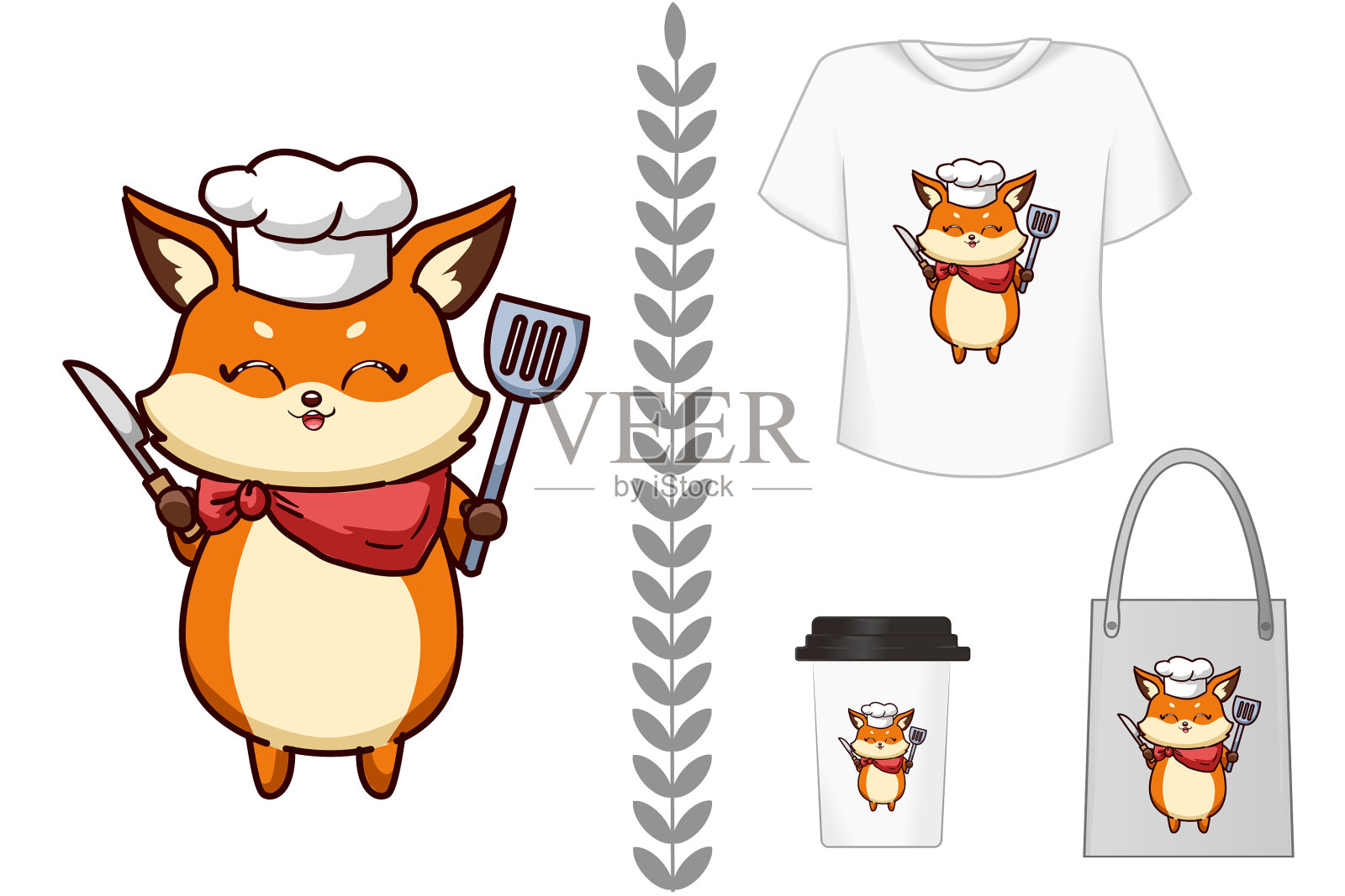 模型可爱的狐狸卡通插画图片素材