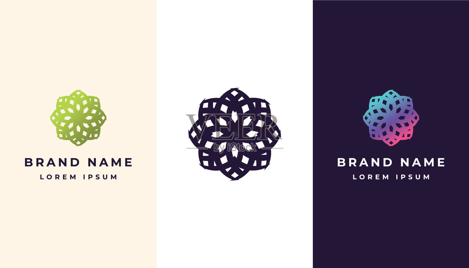 图案优雅的花卉标志图标设计插画图片素材