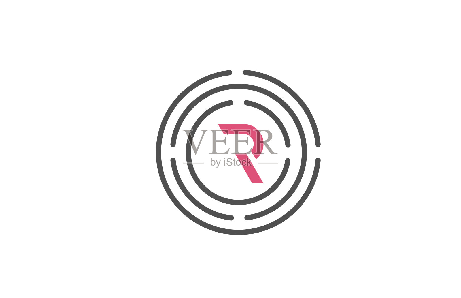 粉色R标志设计,字母设计带有圆形。字母设计图标。产品和公司的品牌插画图片素材