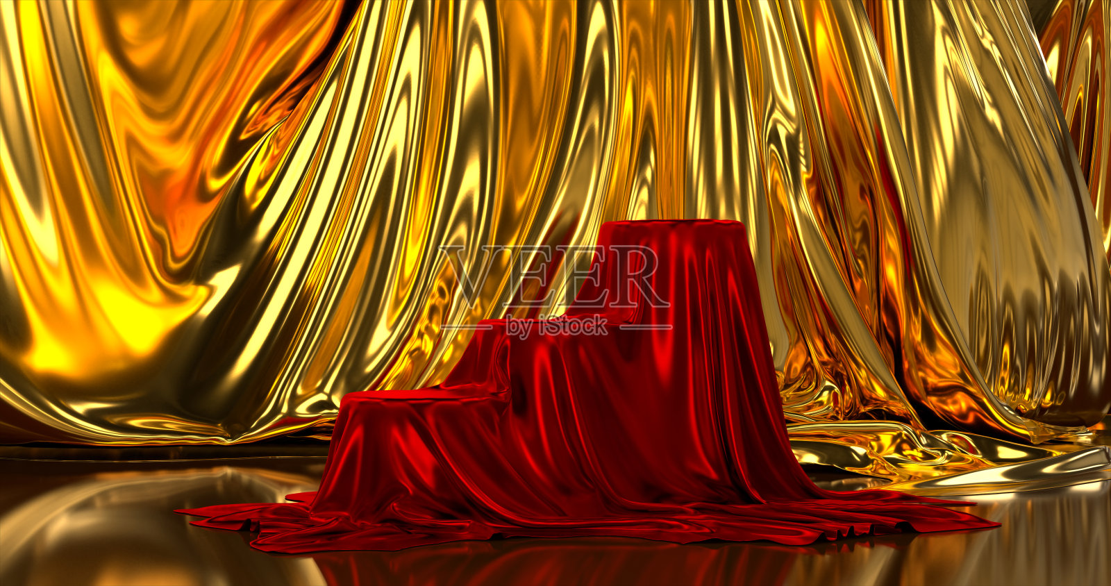 讲台上的包厢盖着红布照片摄影图片