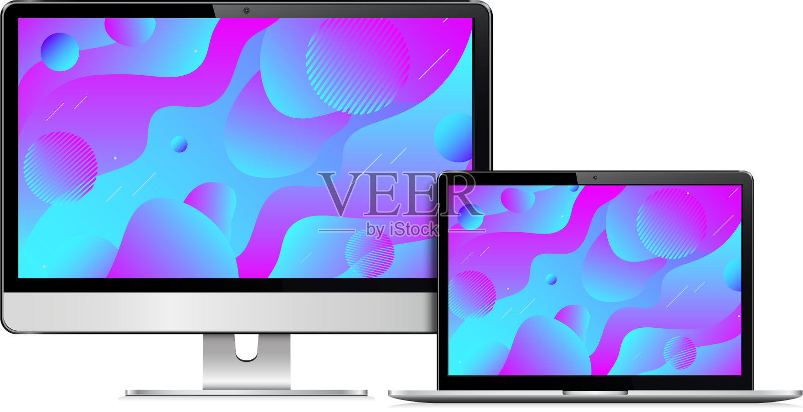 彩色屏幕的电脑和笔记本电脑设计元素图片