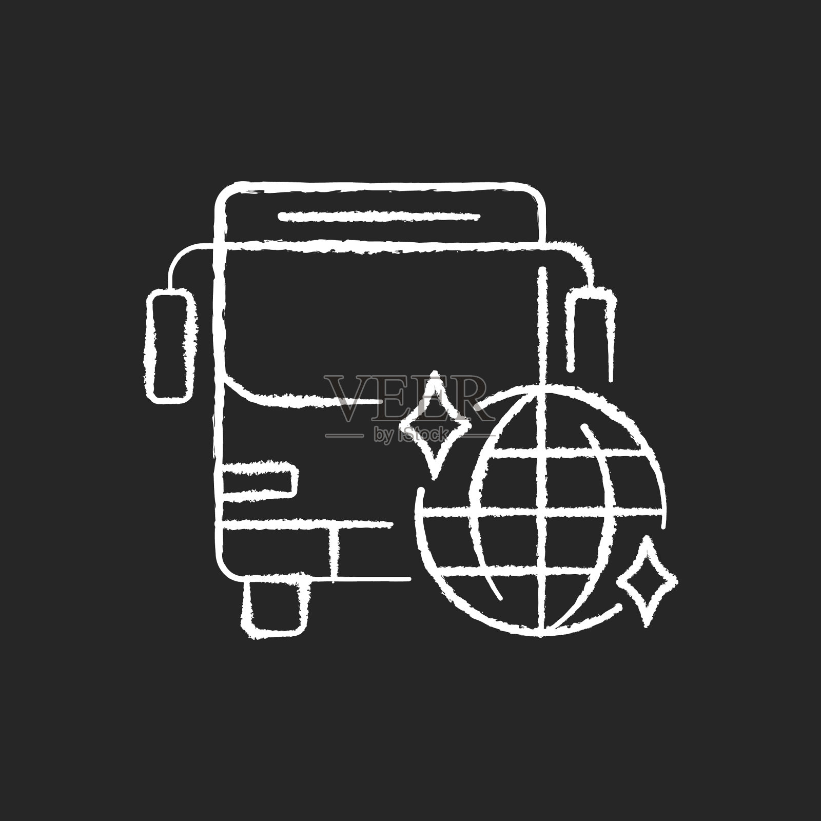 聚会巴士粉笔白色图标上的黑色背景图标素材