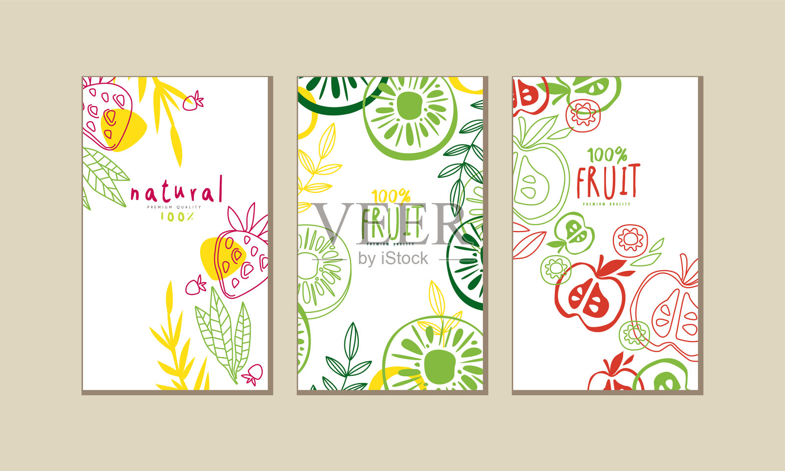 覆盖模板与自然和有机水果插画图片素材