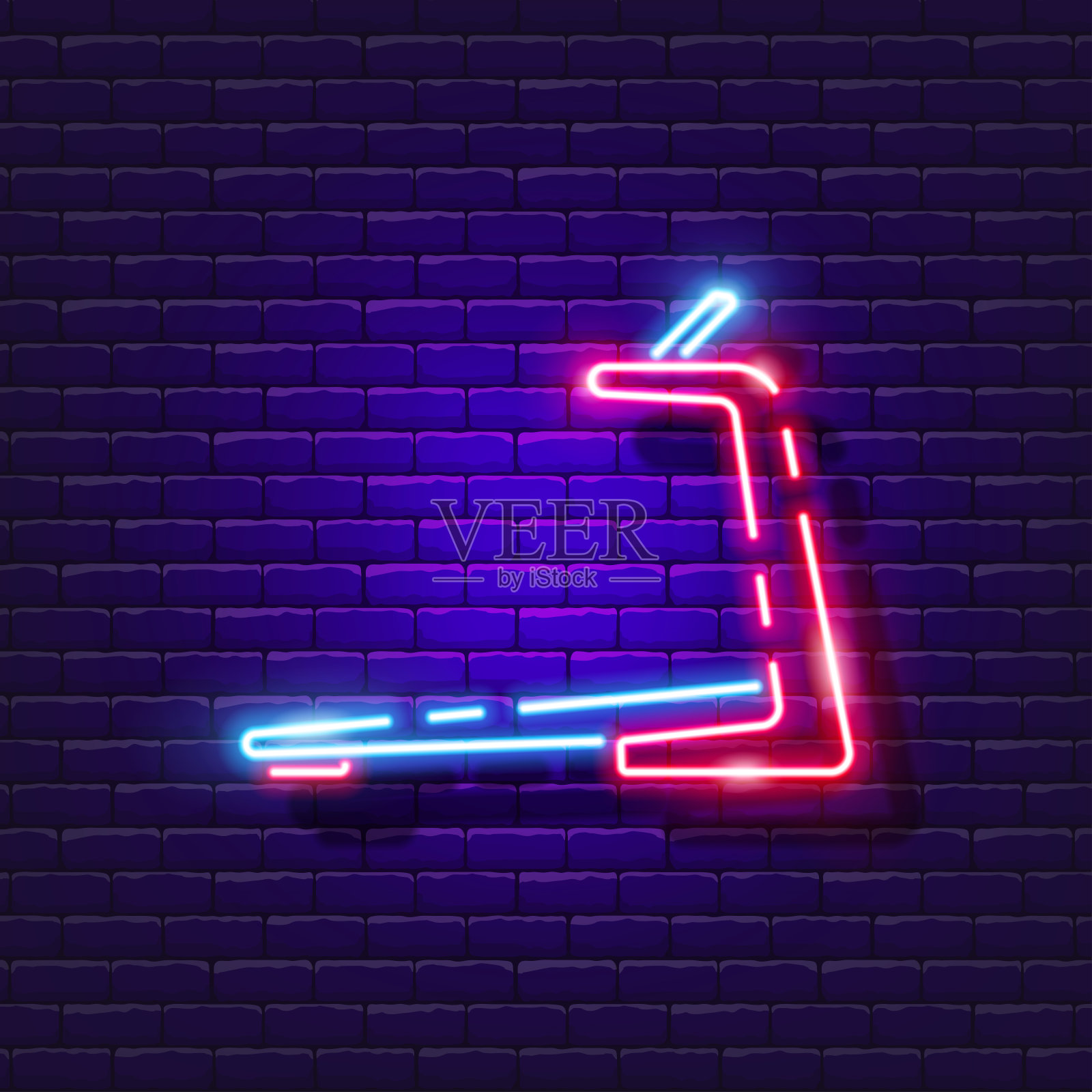 跑步机氖图标。体育的概念。矢量插图设计。健身房的迹象。插画图片素材