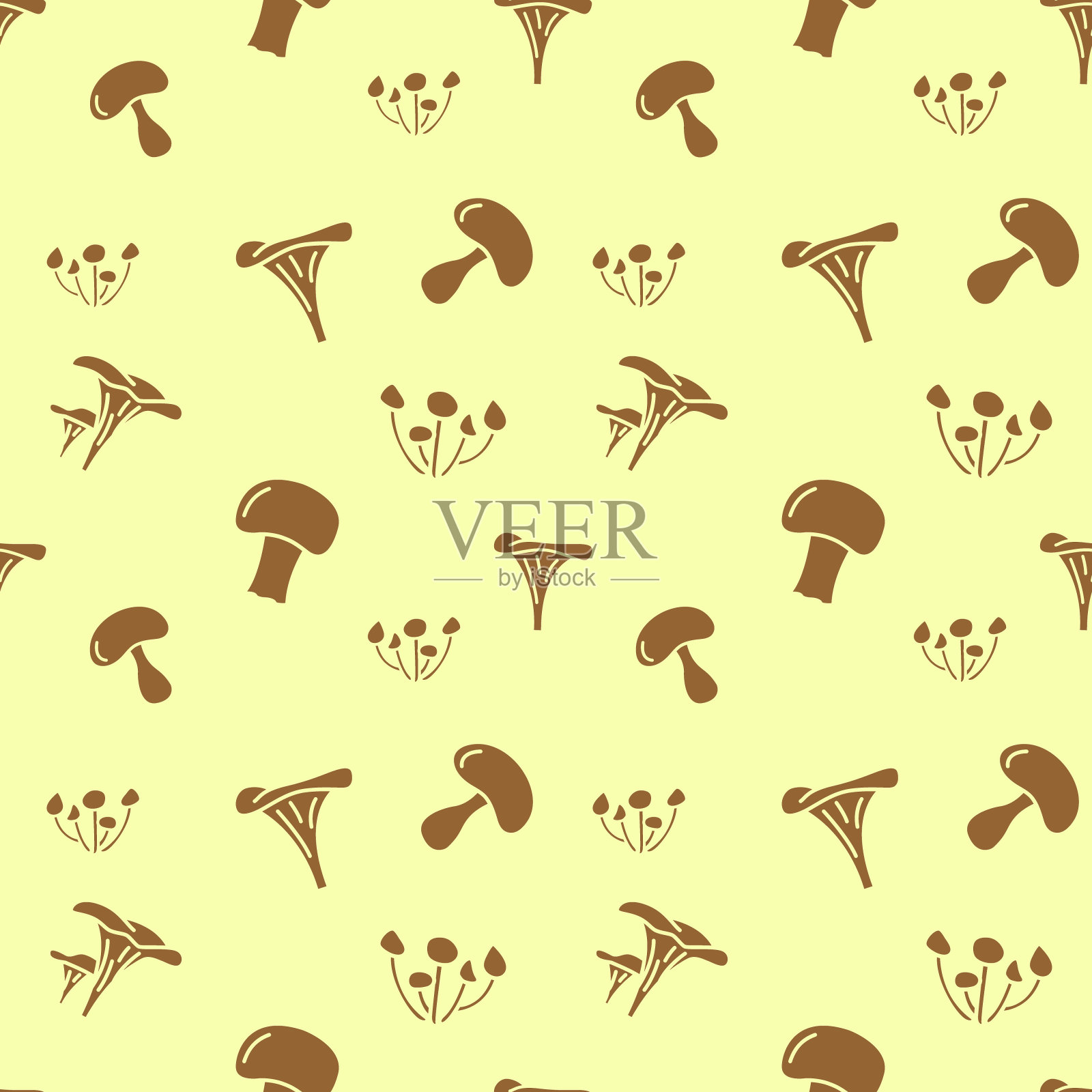 蘑菇无缝矢量模式。用于织物,纸张,包装,纺织品,海报,剪贴簿,墙纸或背景。插画图片素材