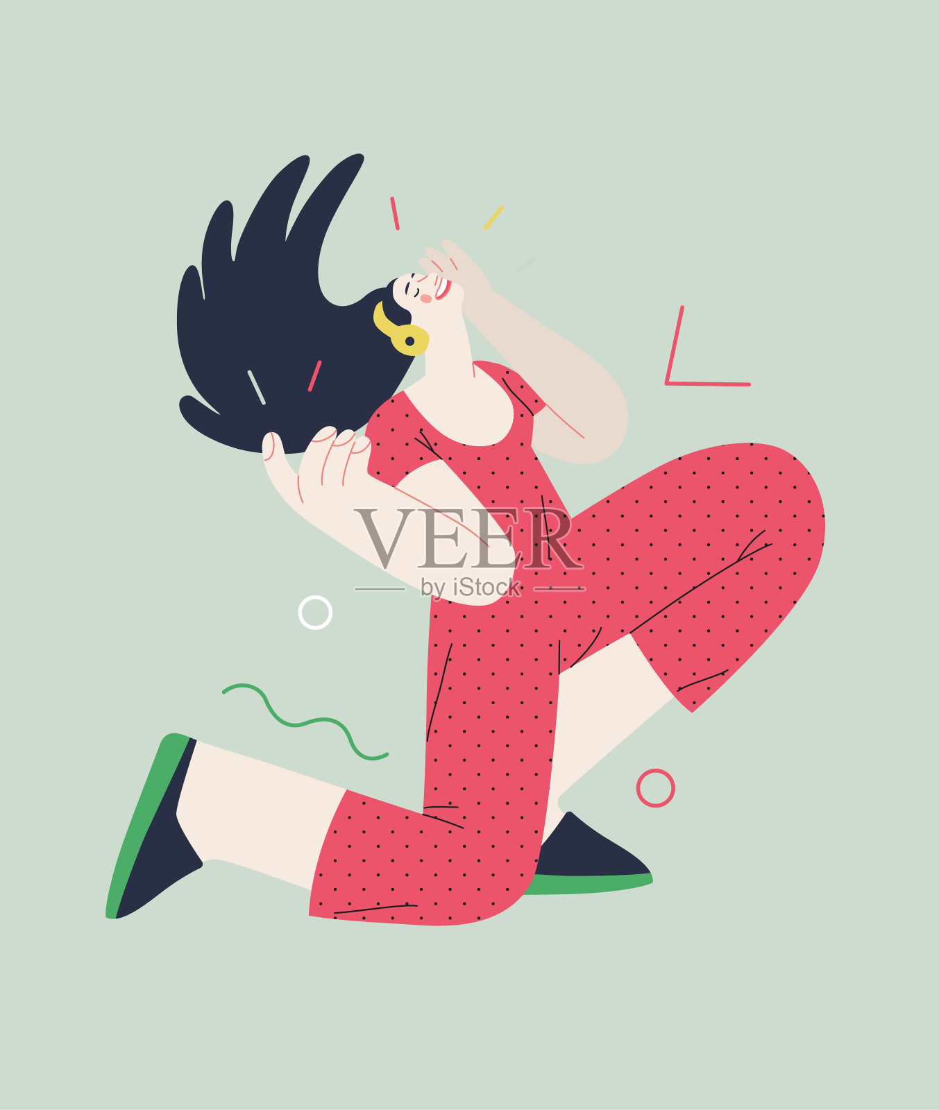 幸福——幸福的人们高高兴兴地跳起来插画图片素材