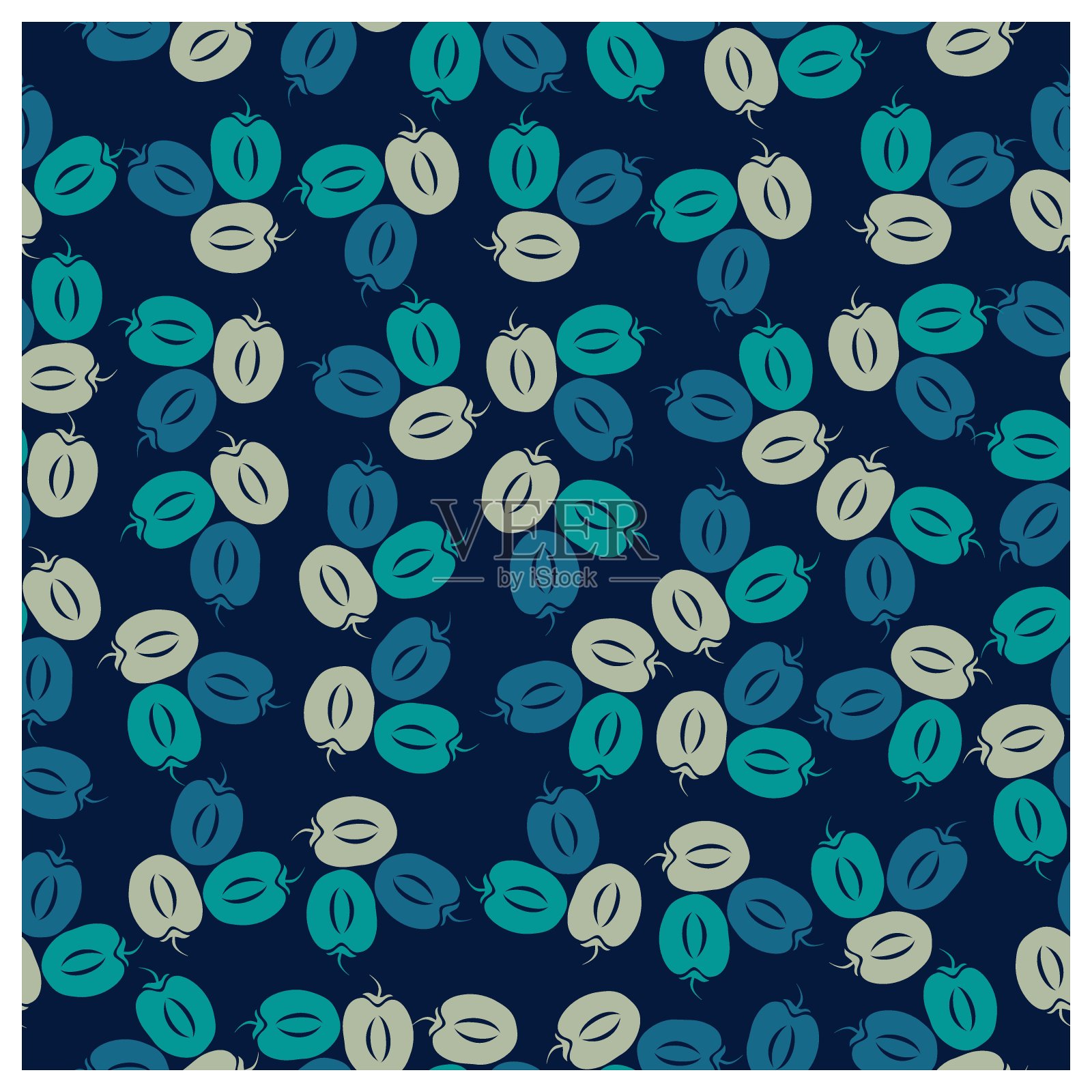 树叶、水果和花卉无缝矢量几何图案插画图片素材