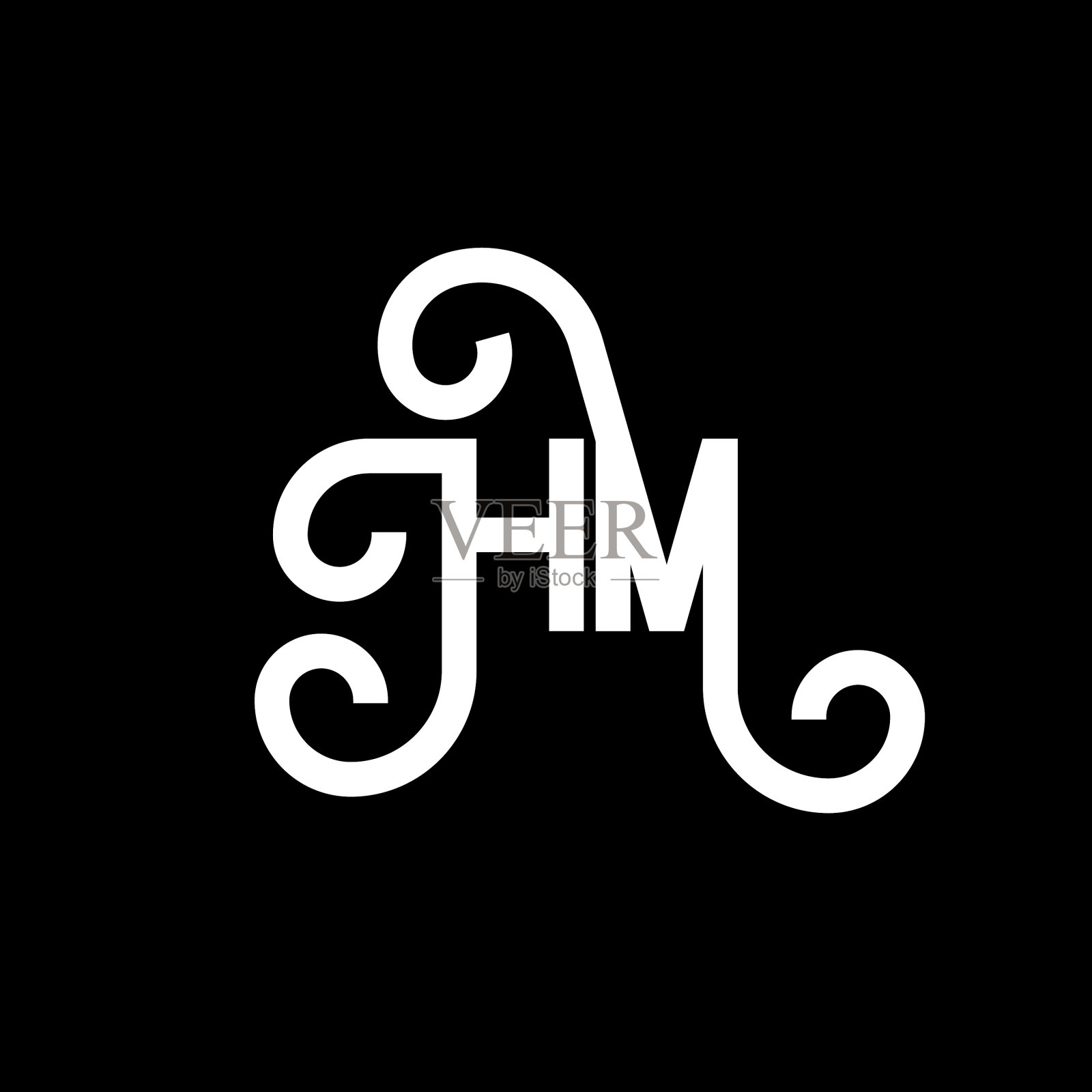字母Hm标志设计在黑色背景Hm插画图片素材