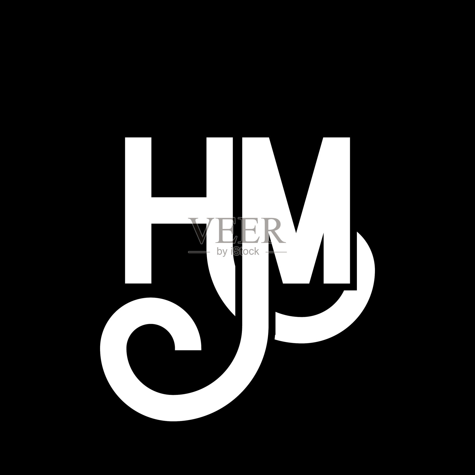 字母Hm标志设计在黑色背景Hm插画图片素材