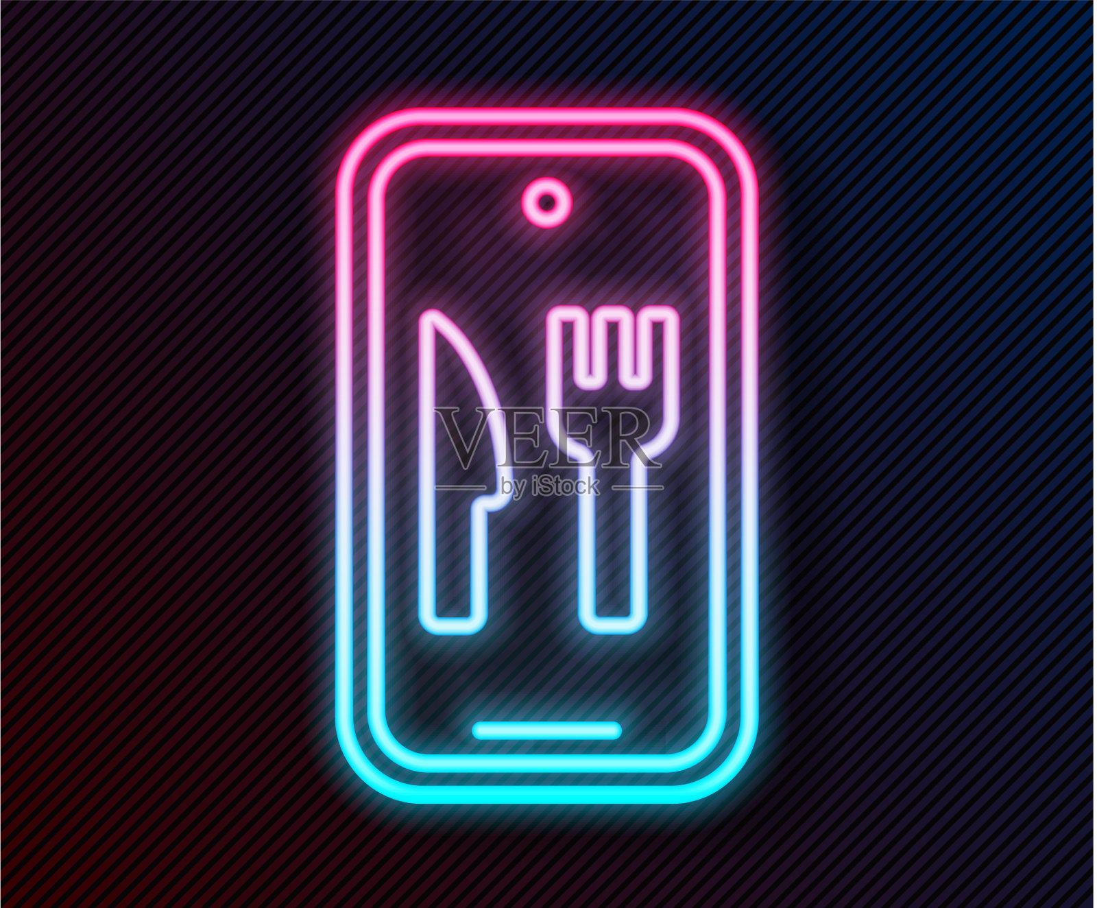 霓虹线在线点餐和快餐插画图片素材