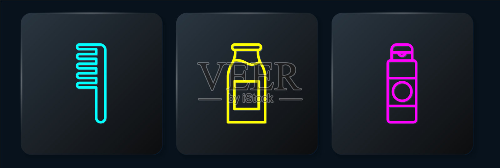 设线发刷、乳霜或化妆品管图标素材