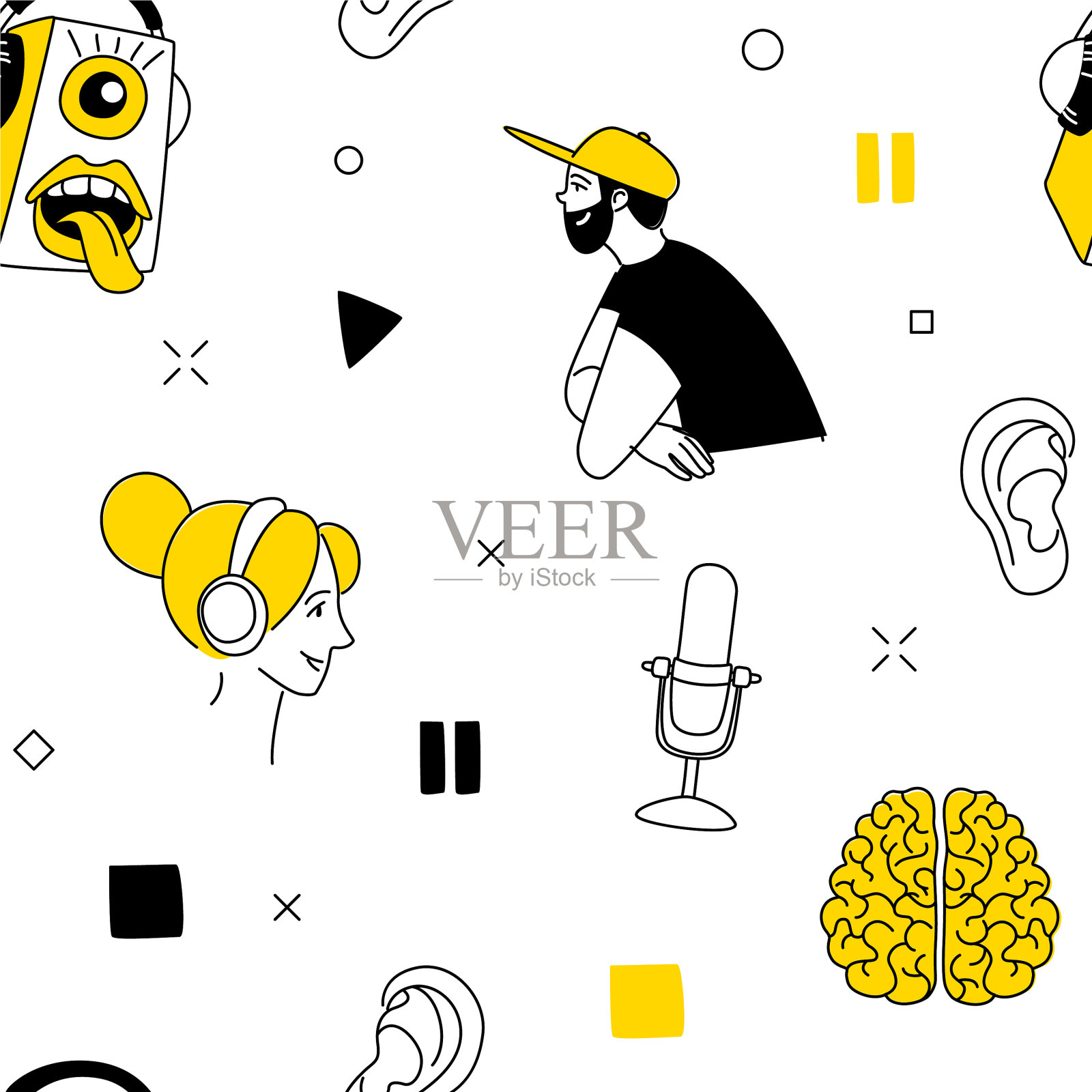 无线主机平面无缝插画图片素材