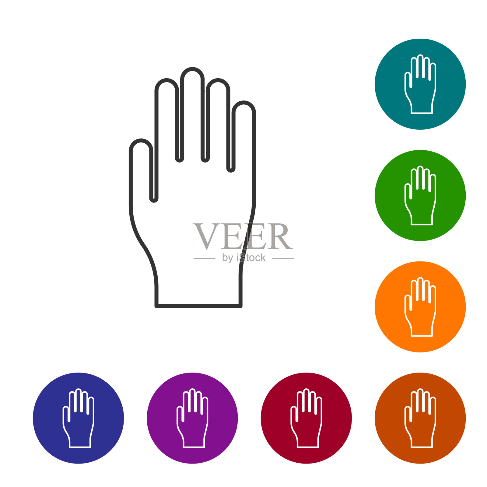 医用橡胶手套图标上的黑线隔离图标素材